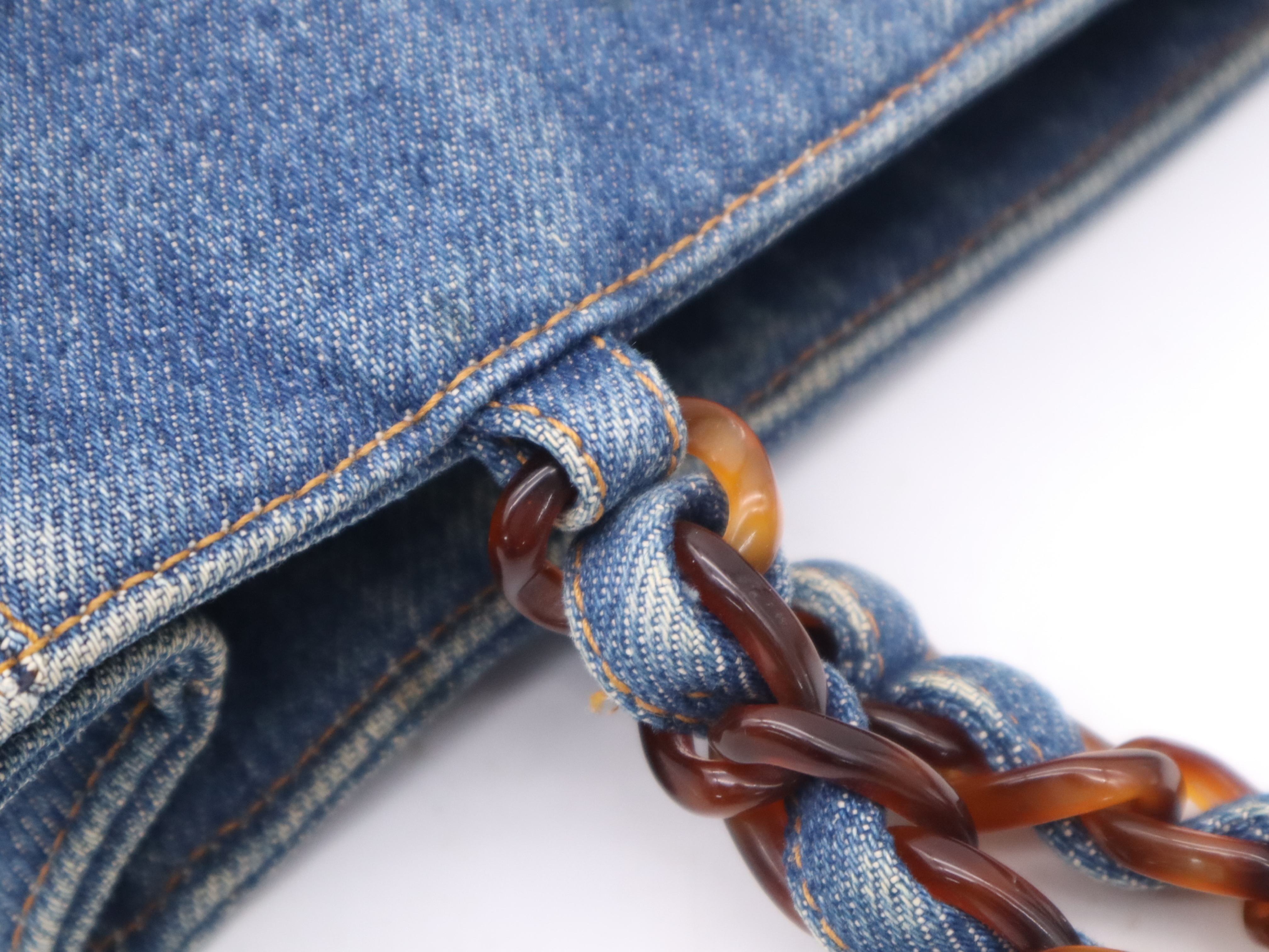 Denim Coco Mark Tote Bag, Blue, Gold Hardware, with Sticker. — view 7