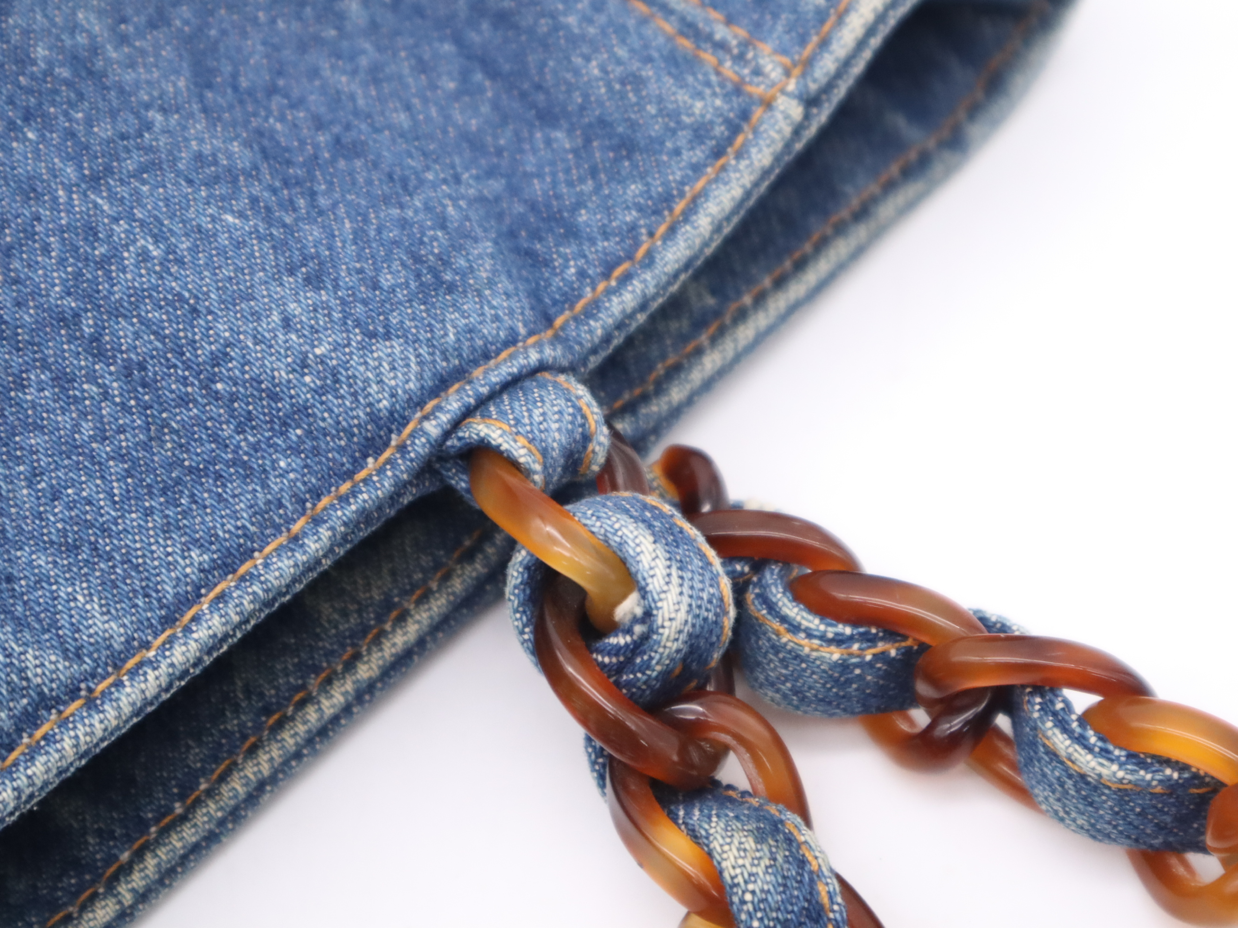 Denim Coco Mark Tote Bag, Blue, Gold Hardware, with Sticker. — view 8
