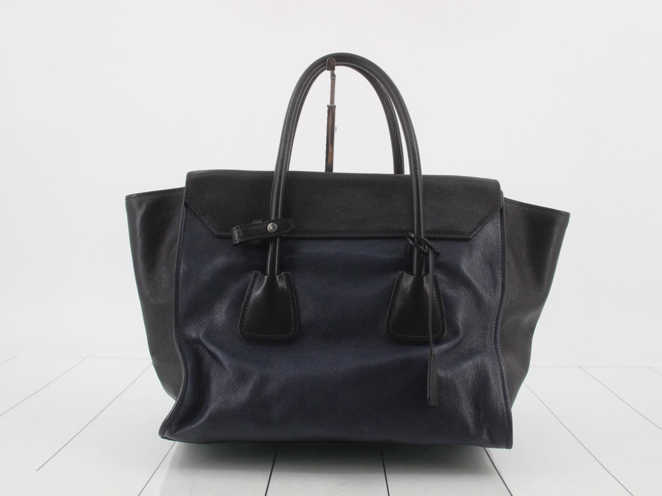 Leather handbag, 2-way, bicolor — view 2