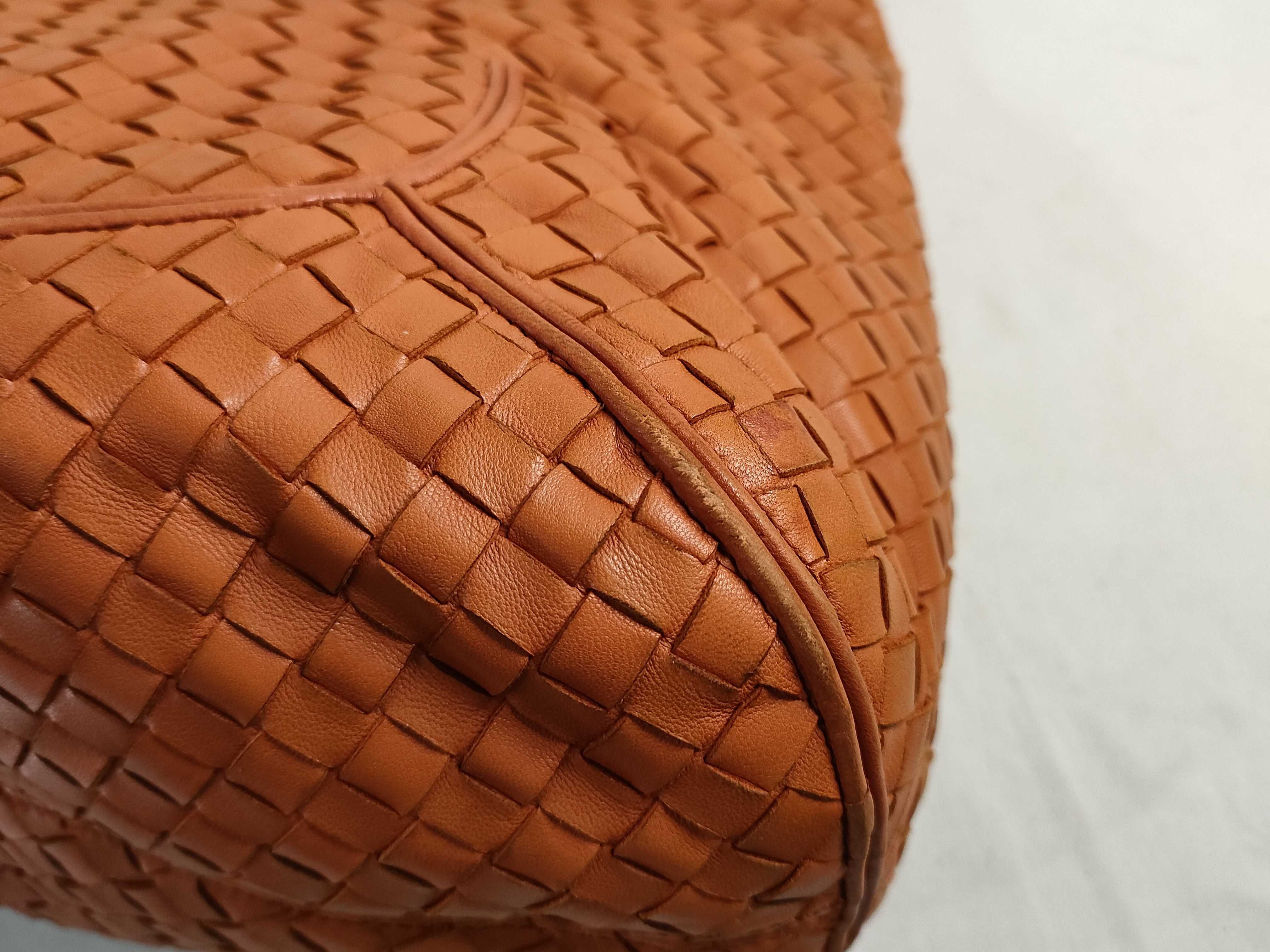 Intrecciato PH-Bottega Venetta Orange Shoulder Bag Leather Shoulder Bag — view 6