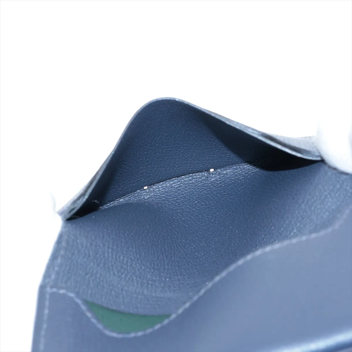 RMS Evercolor Card Case Navy x Green Silver Hardware U:2022 — view 4