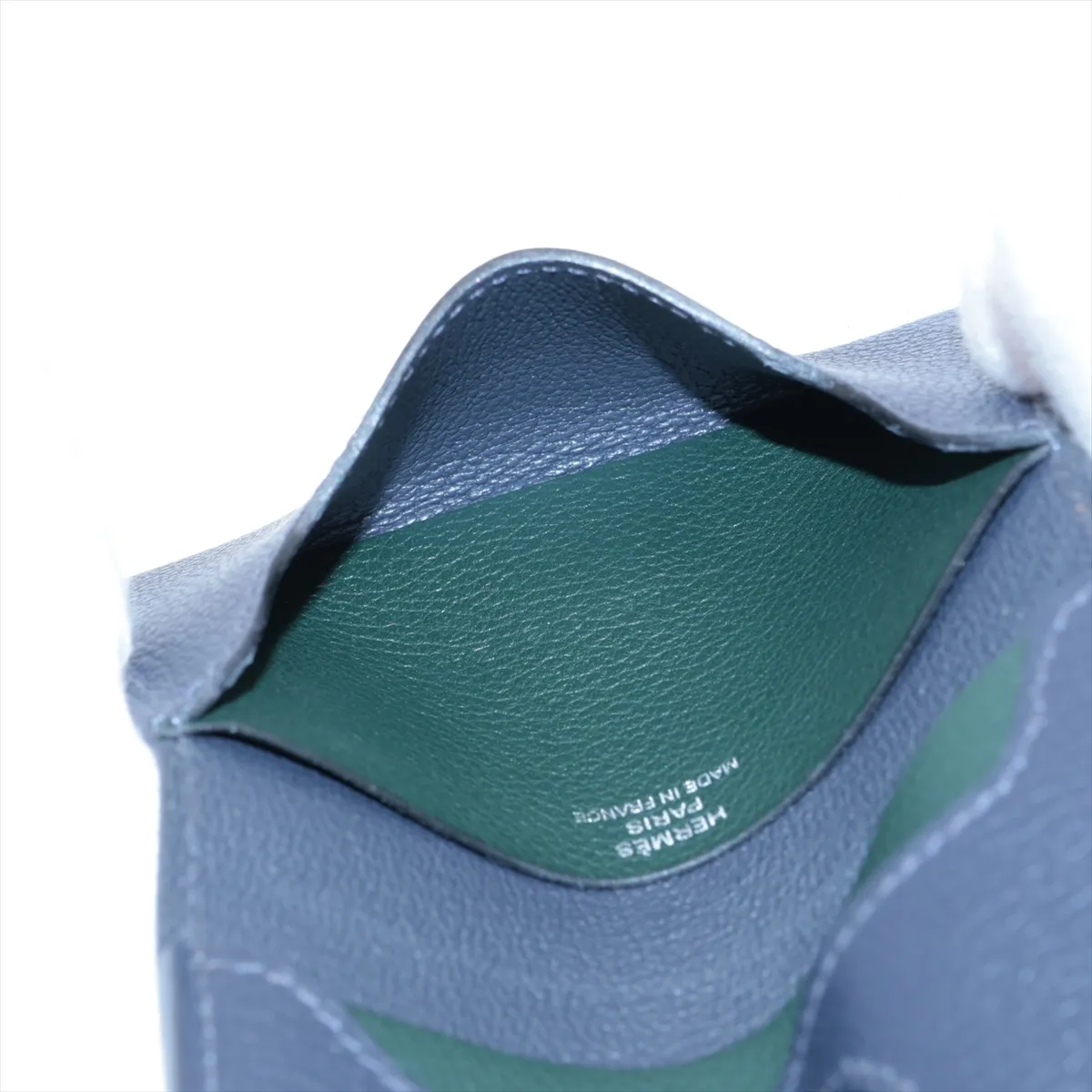 RMS Evercolor Card Case Navy x Green Silver Hardware U:2022 — view 5