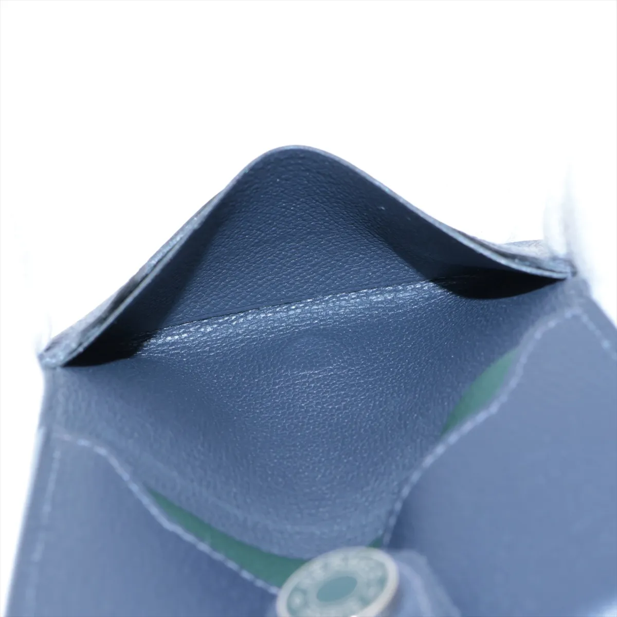 RMS Evercolor Card Case Navy x Green Silver Hardware U:2022 — view 6