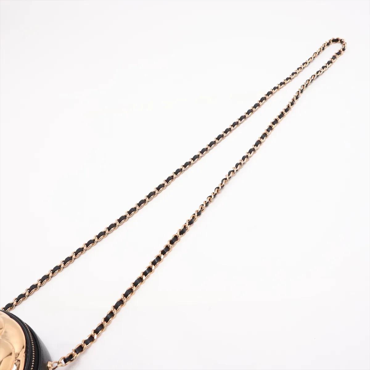 Camellia Lambskin Chain Shoulder Bag, Matelassé, Black with Gold Hardware, C4HLH8G8, Random Plate — view 5