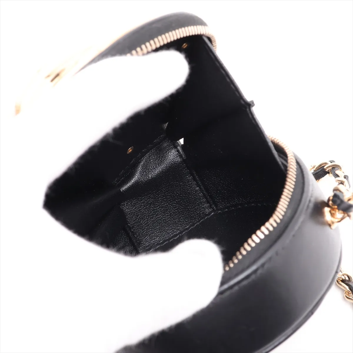 Camellia Lambskin Chain Shoulder Bag, Matelassé, Black with Gold Hardware, C4HLH8G8, Random Plate — view 6