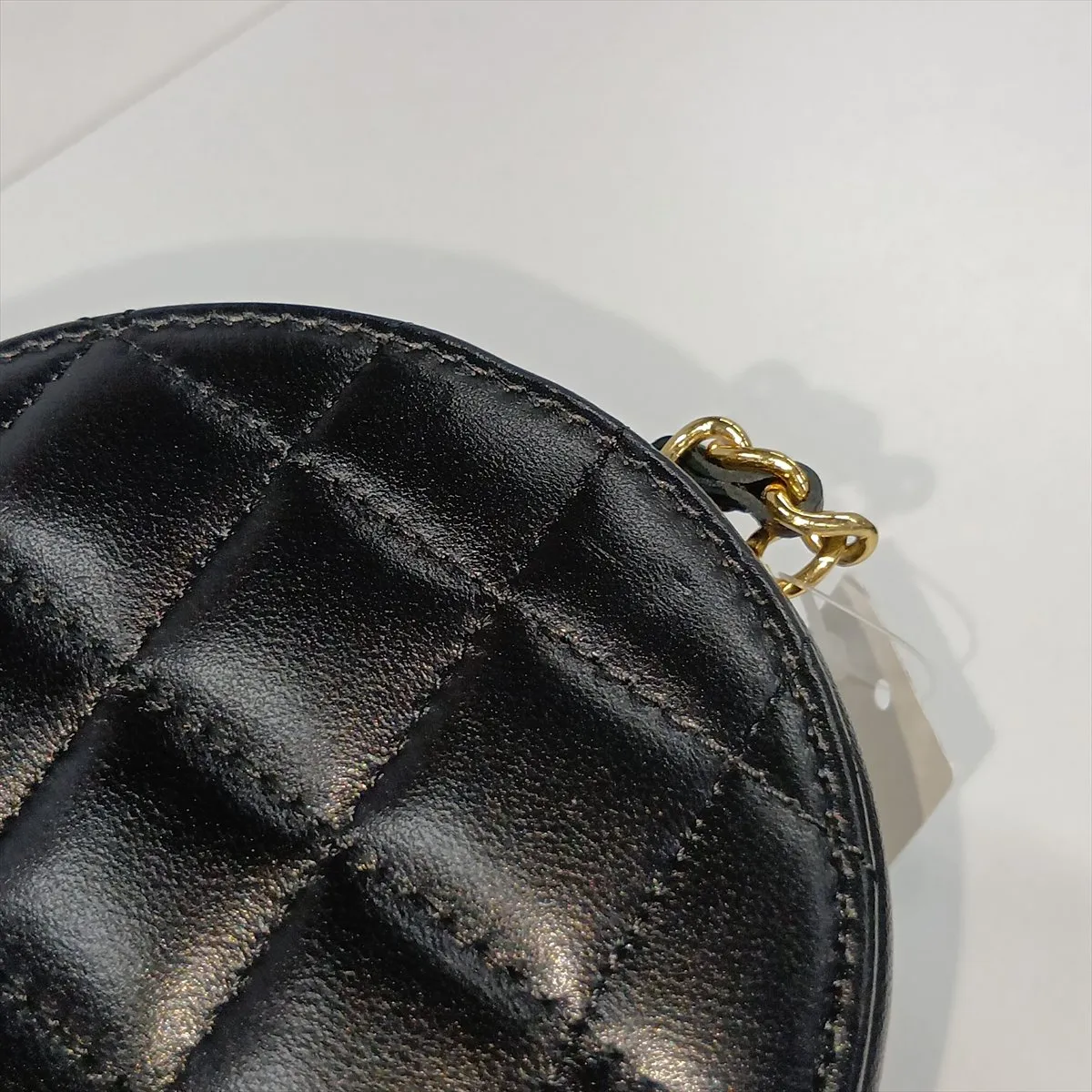 Camellia Lambskin Chain Shoulder Bag, Matelassé, Black with Gold Hardware, C4HLH8G8, Random Plate — view 10