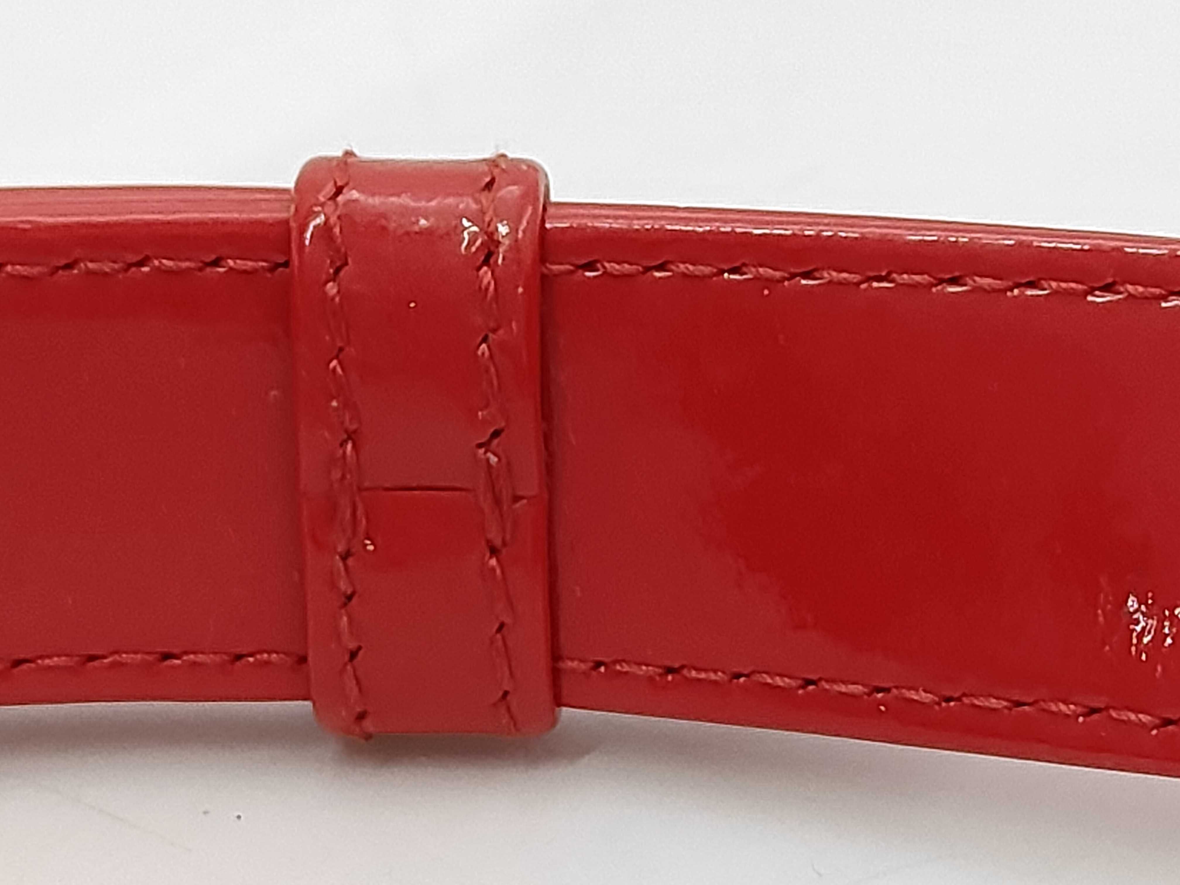 Christian Lady Dior Patent Leather Red Gold Handbag — view 7