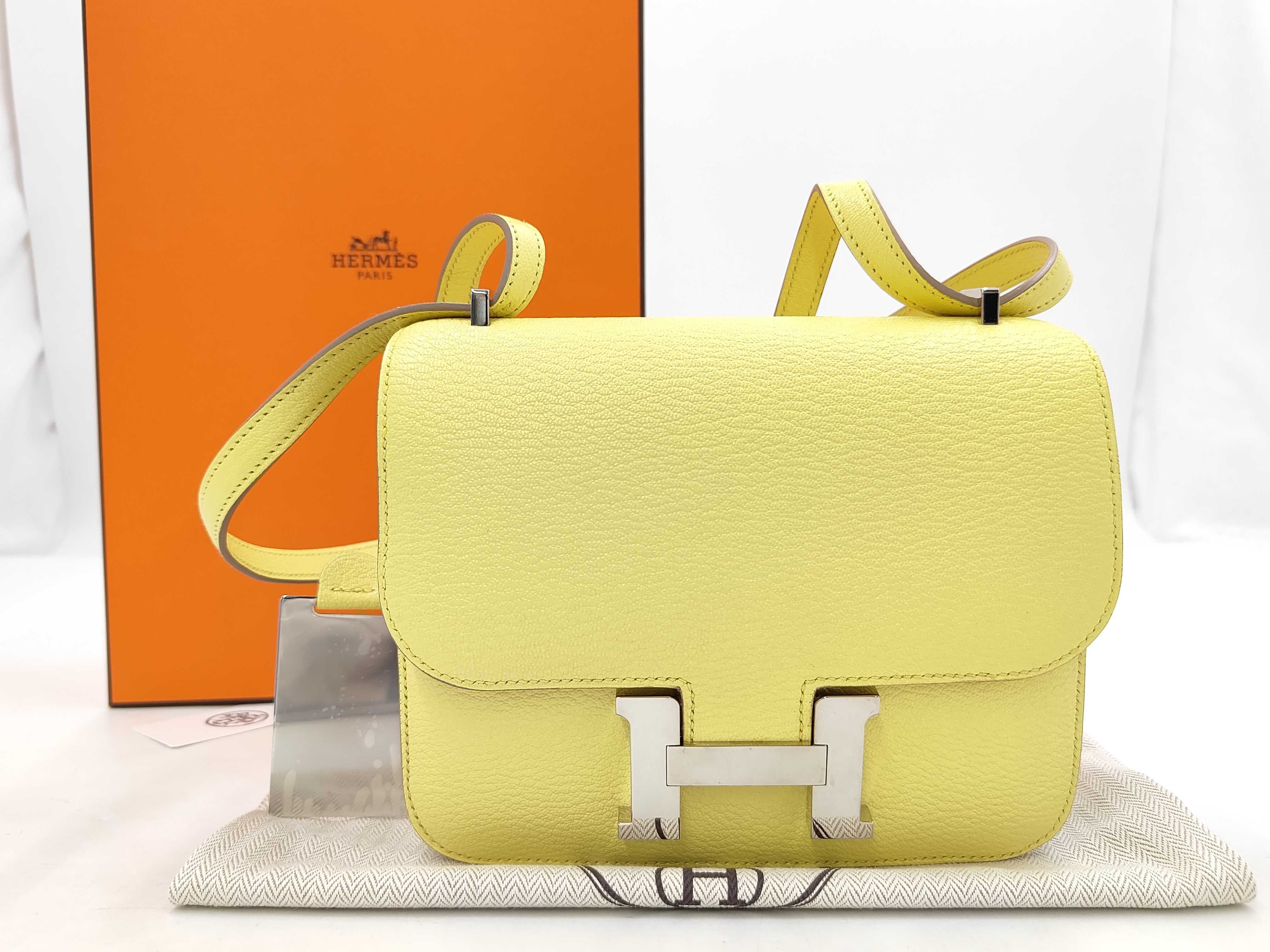 Constance Mini Chevre Limoncello Silver Hardware B Stamp Shoulder Bag