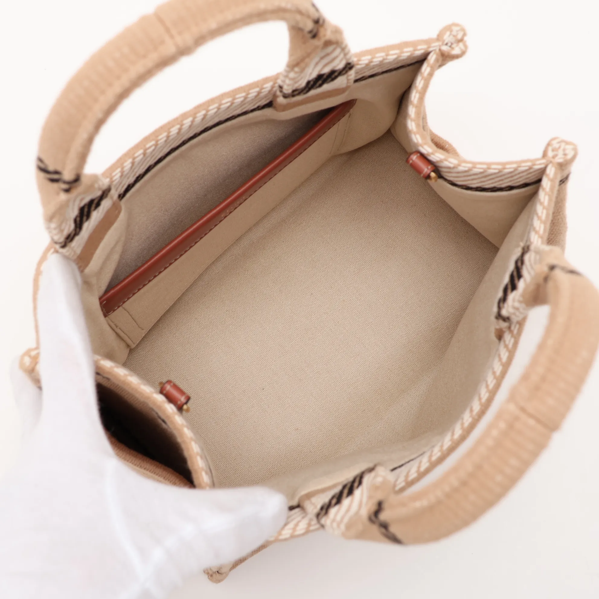 Small Cabas Thais Canvas x Leather 2-Way Handbag Beige x Brown — view 8