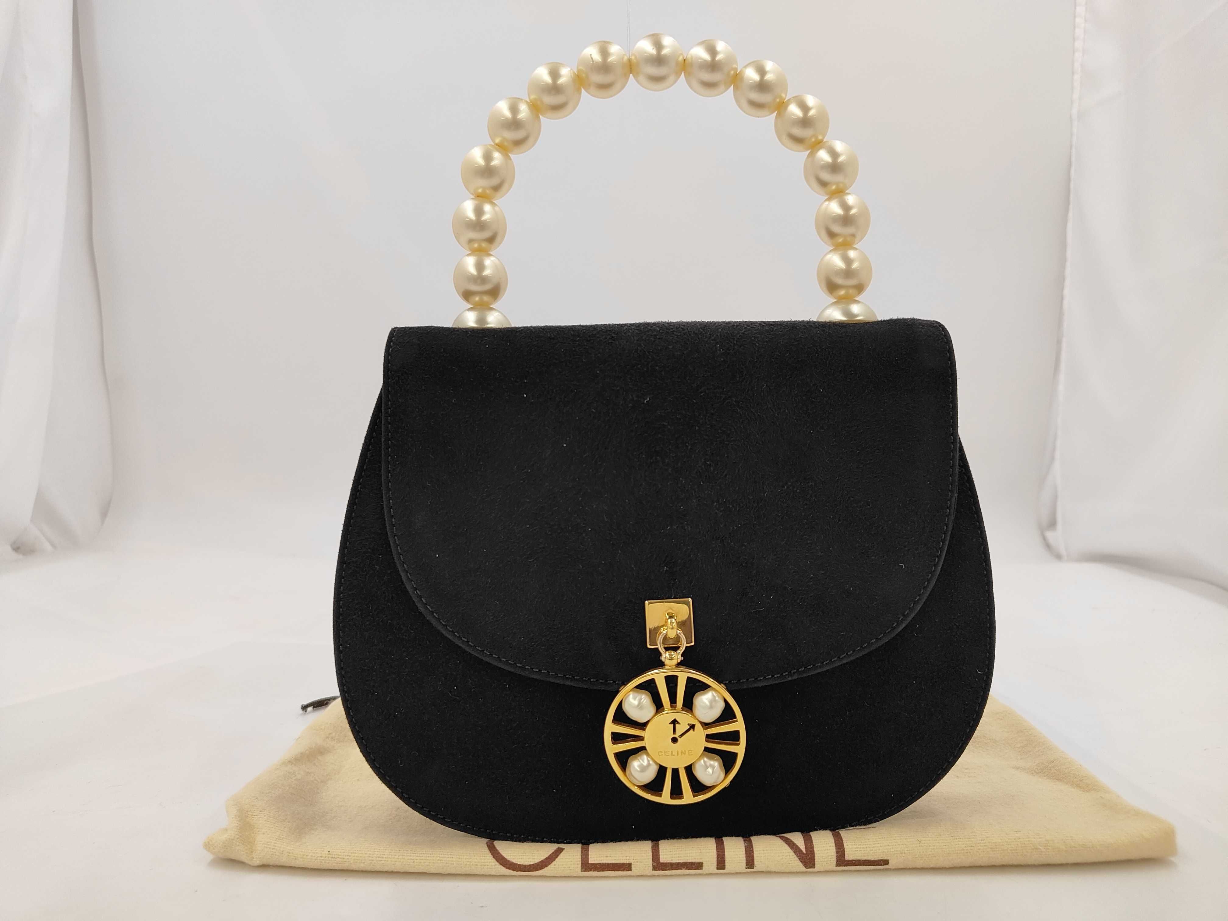Shoulder Bag, Suede Black, Handbag