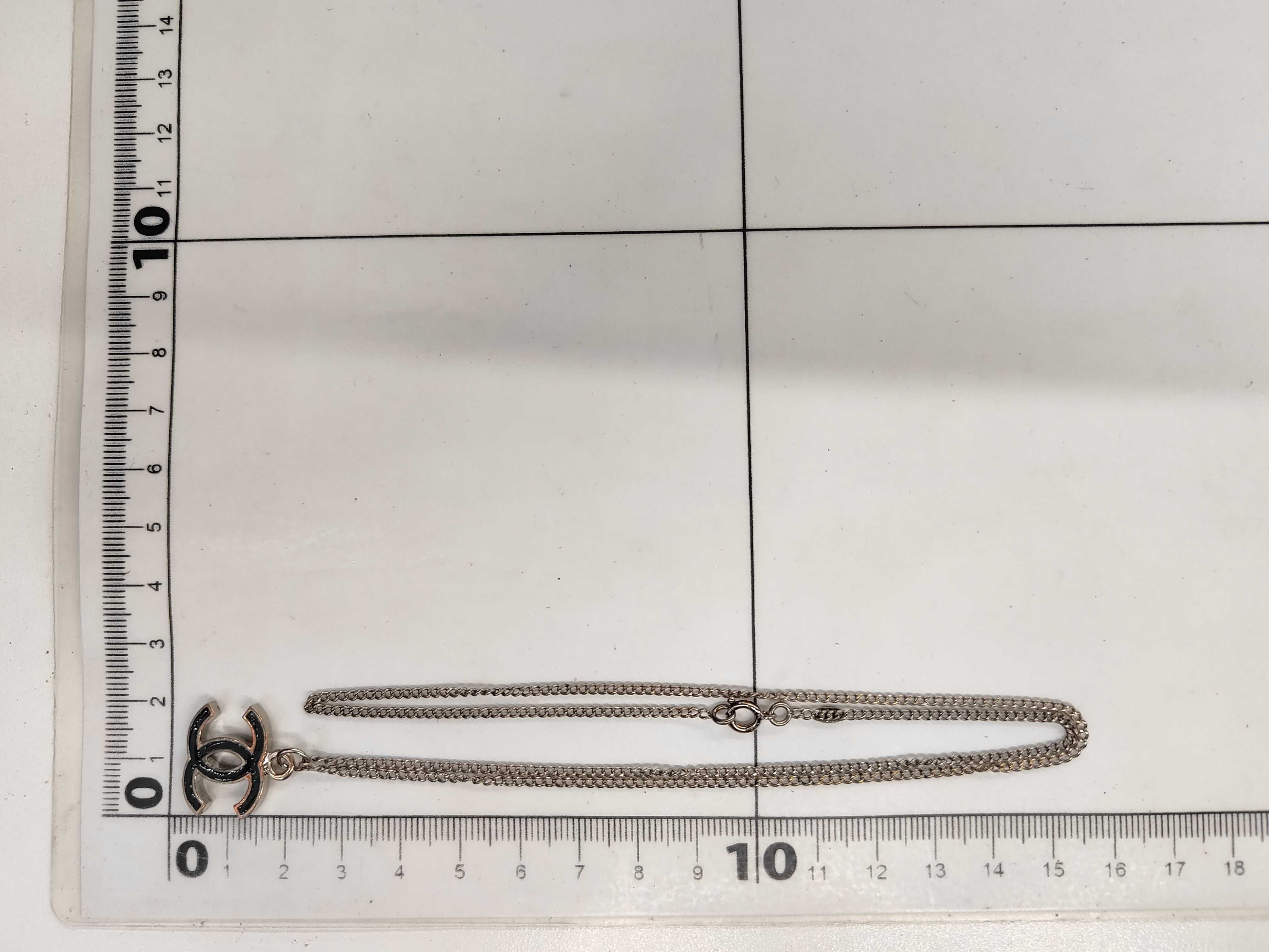 CC Logo Silver Tone Pendant Necklace — view 6