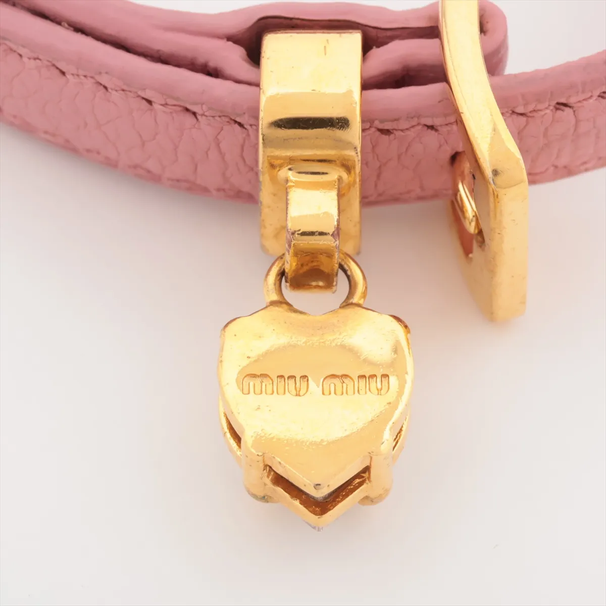 bracelet, gold plated, rhinestones, and leather, pink. Has — view 3