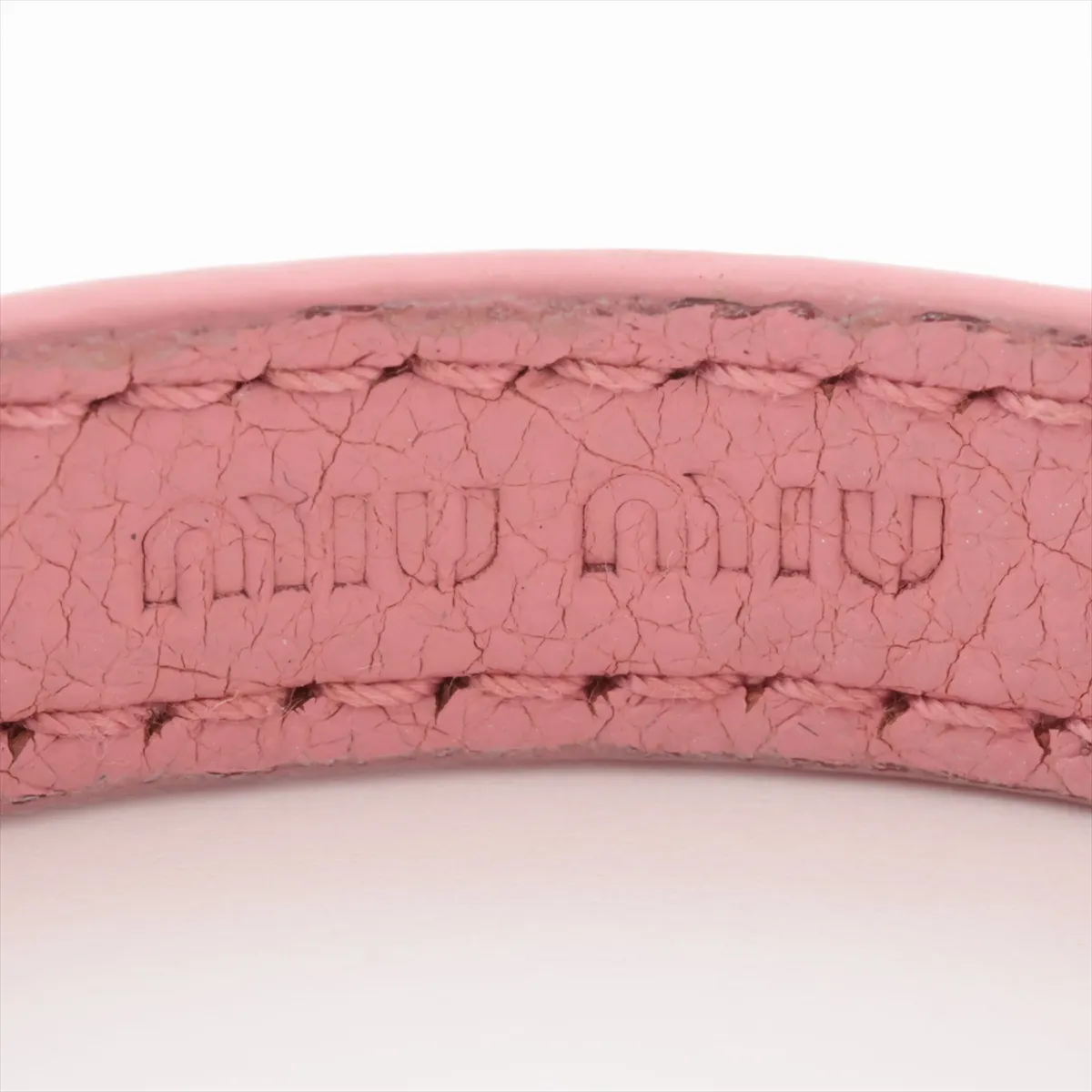 bracelet, gold plated, rhinestones, and leather, pink. Has — view 5