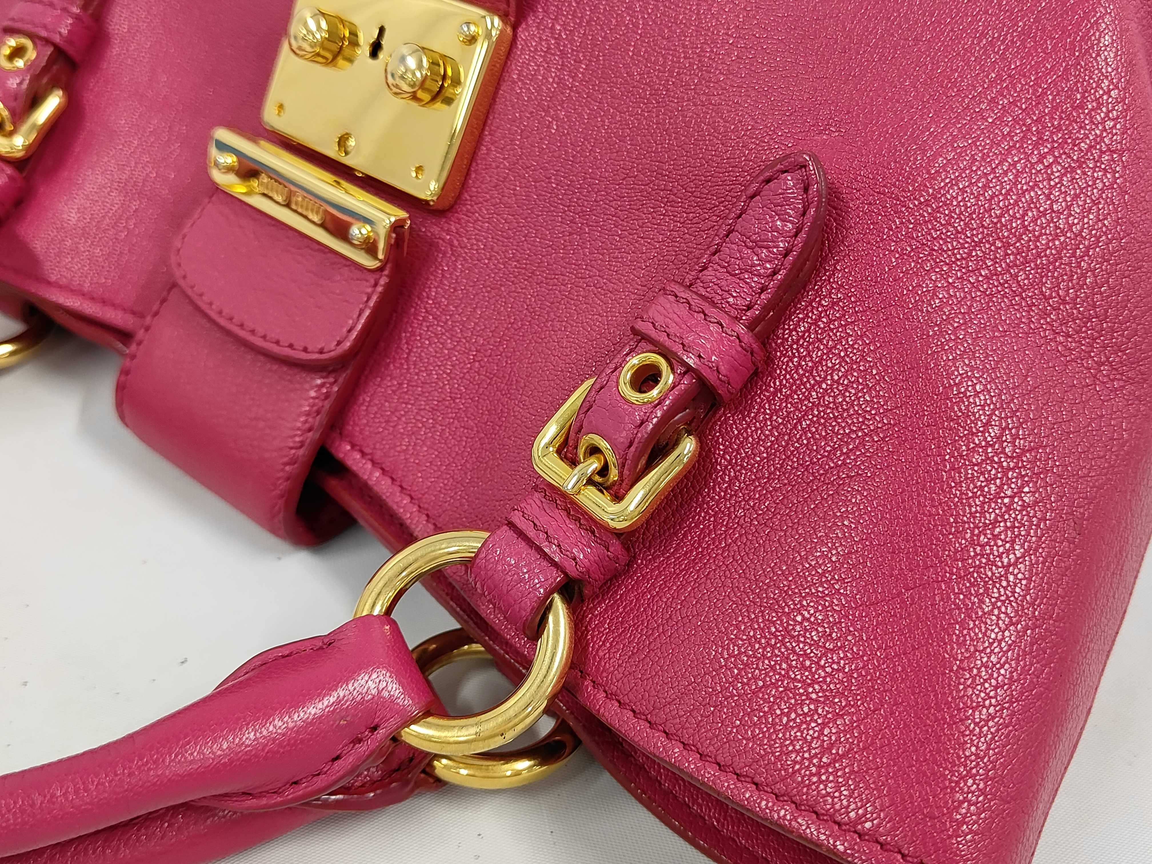 Leather 2-Way Shoulder/Handbag, Pink — view 6