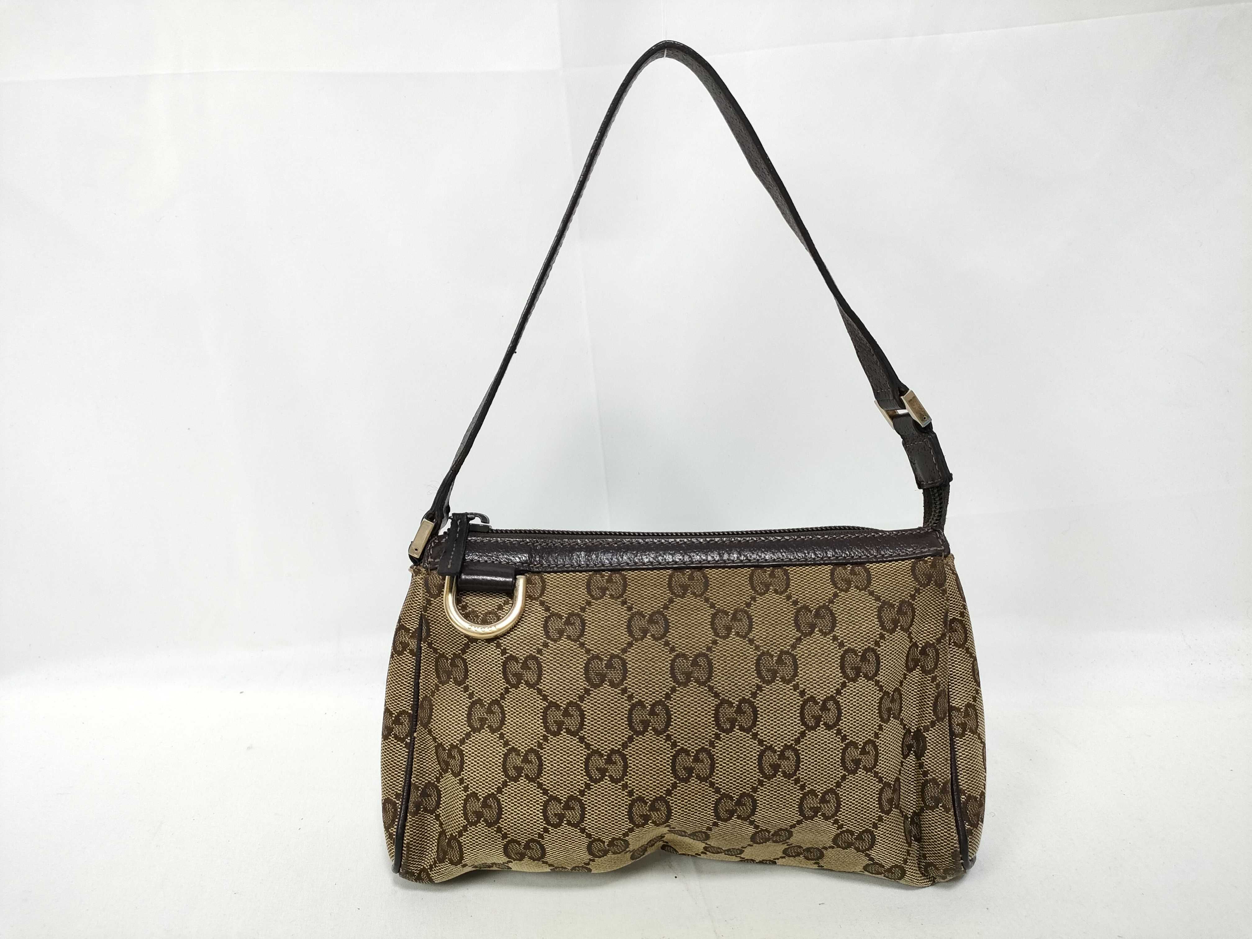 Brown GG Canvas Vintage Mahjong Wrist Bag Handbag