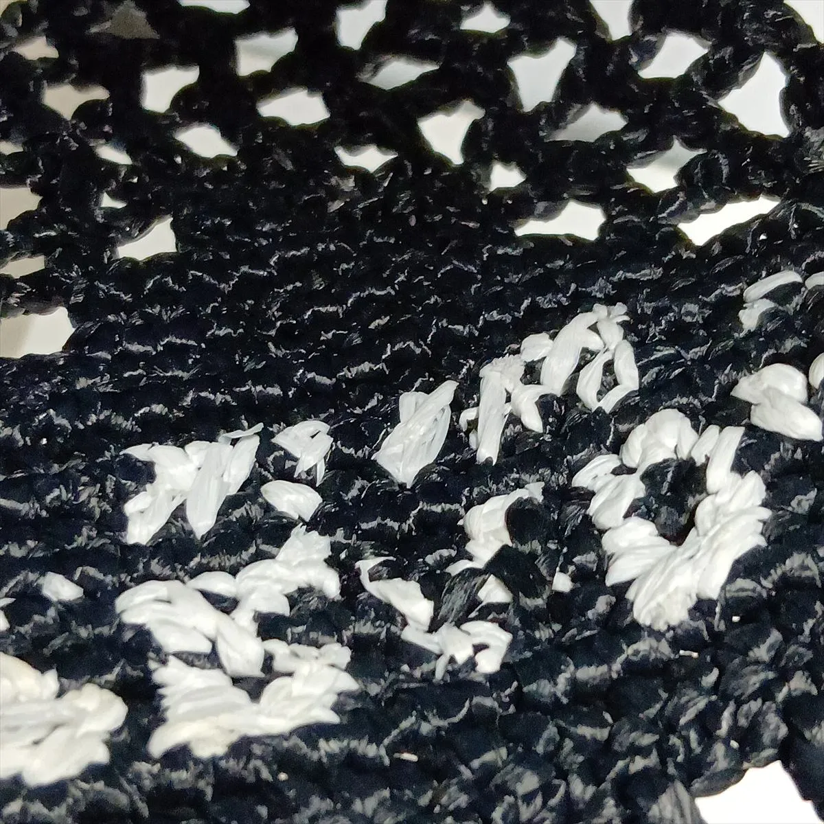 Raffia Tote Bag, Black x White, 1BG444 — view 11