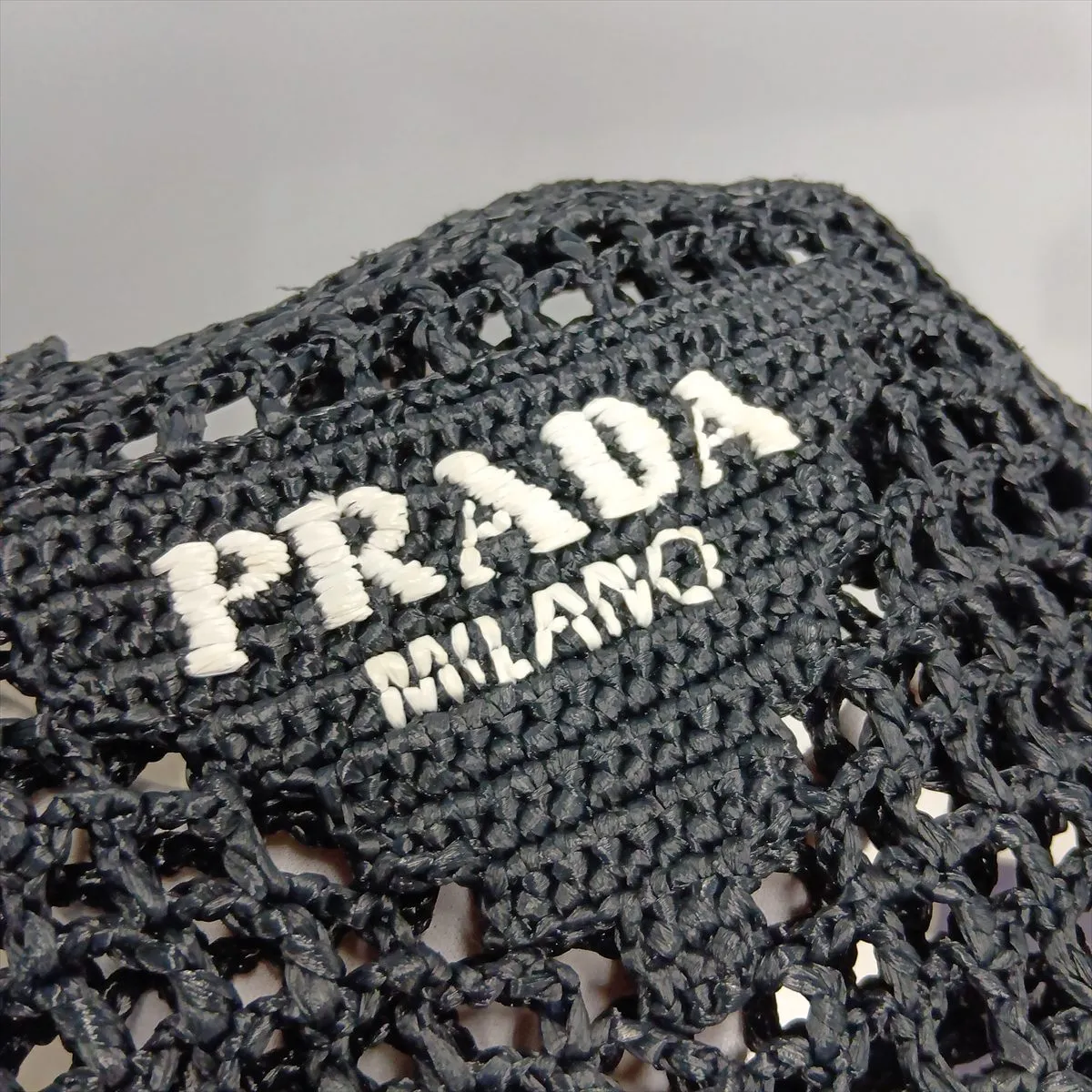 Raffia Tote Bag, Black x White, 1BG444 — view 12