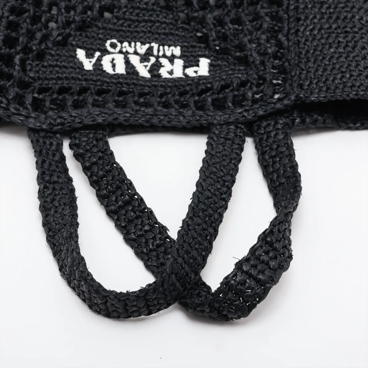 Raffia Tote Bag, Black x White, 1BG444 — view 5