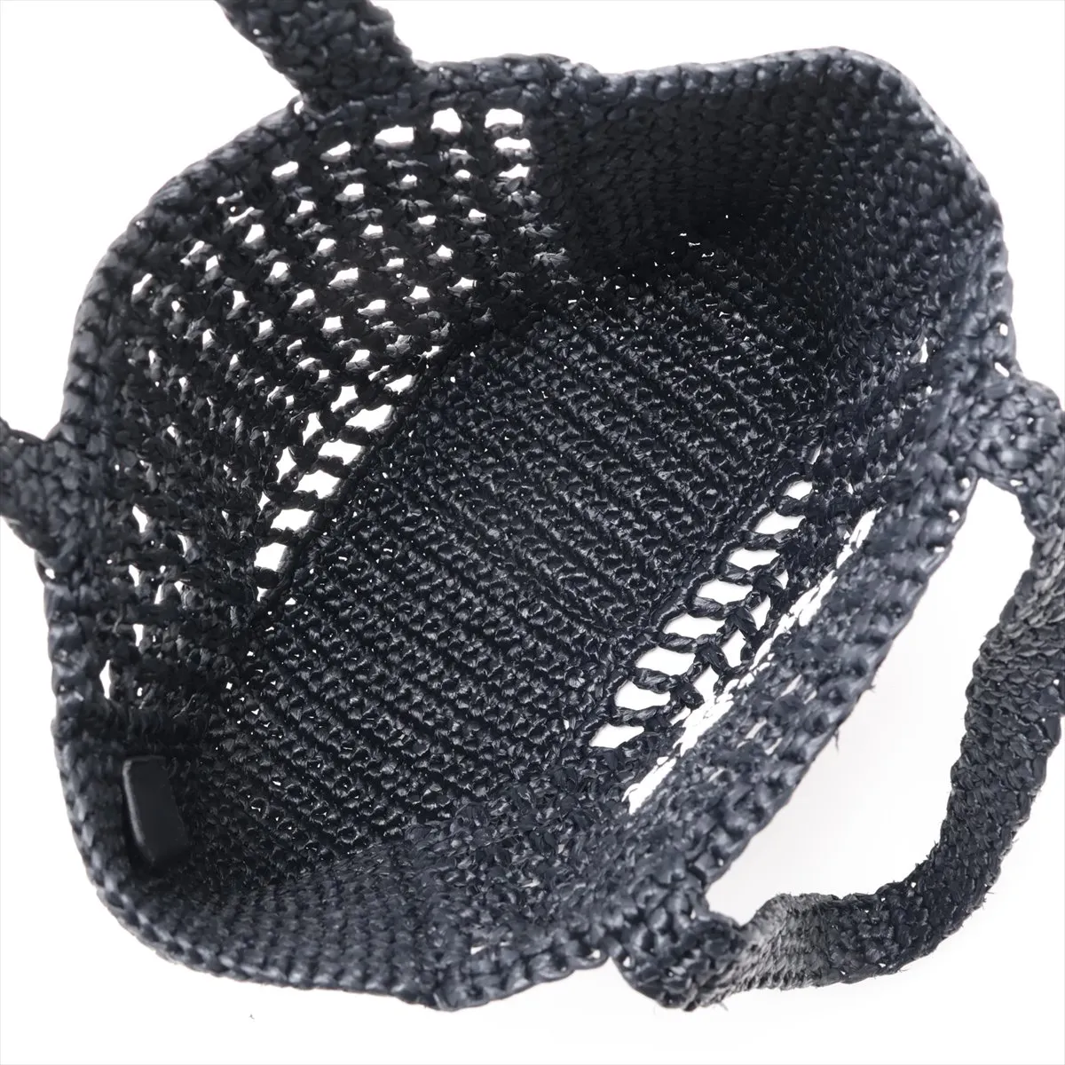 Raffia Tote Bag, Black x White, 1BG444 — view 7