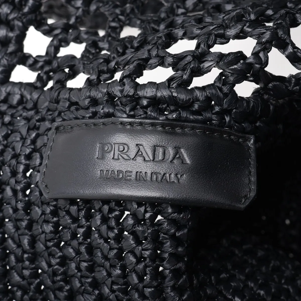 Raffia Tote Bag, Black x White, 1BG444 — view 8
