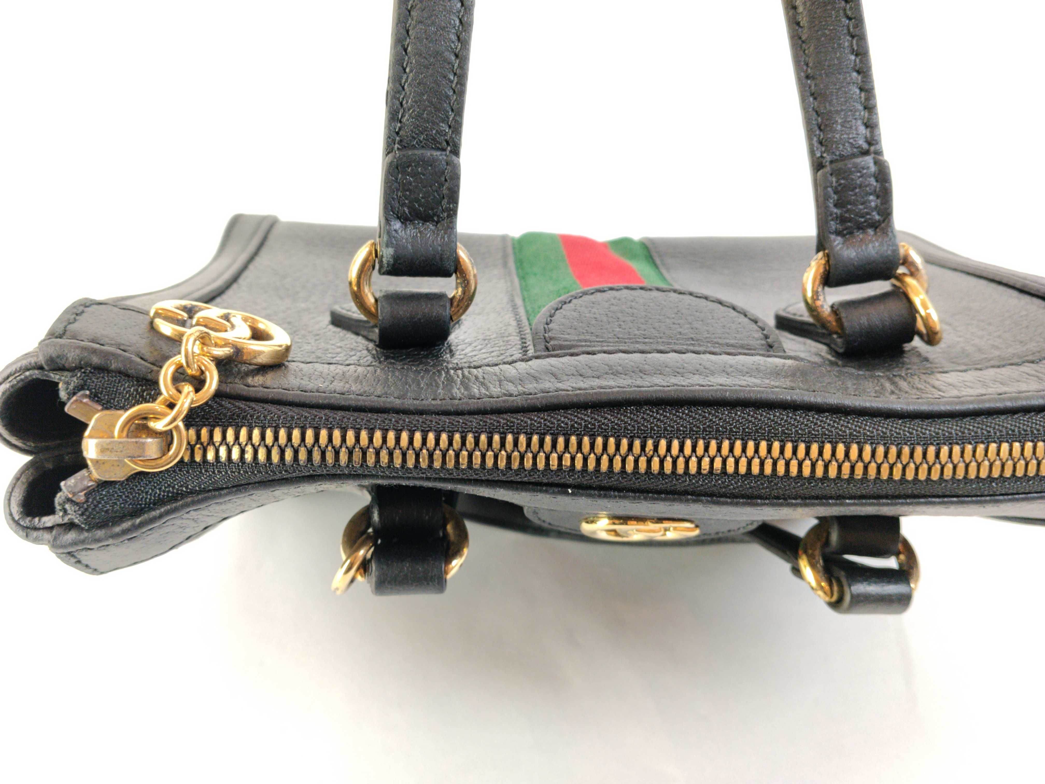 547551 Ophidia Small Tote Bag Leather Black Handbag — view 9