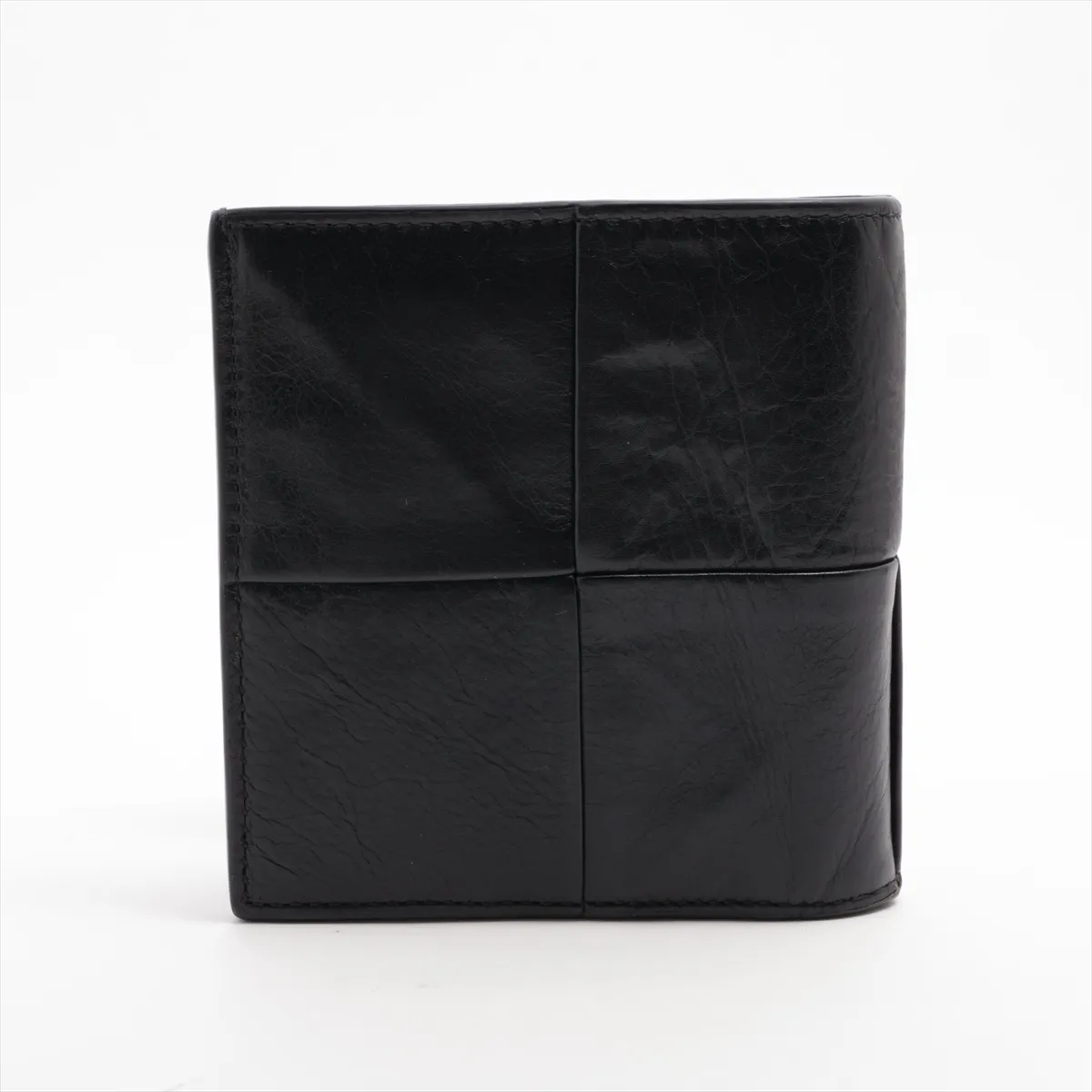 Cassette Leather Compact Wallet, Black — view 2