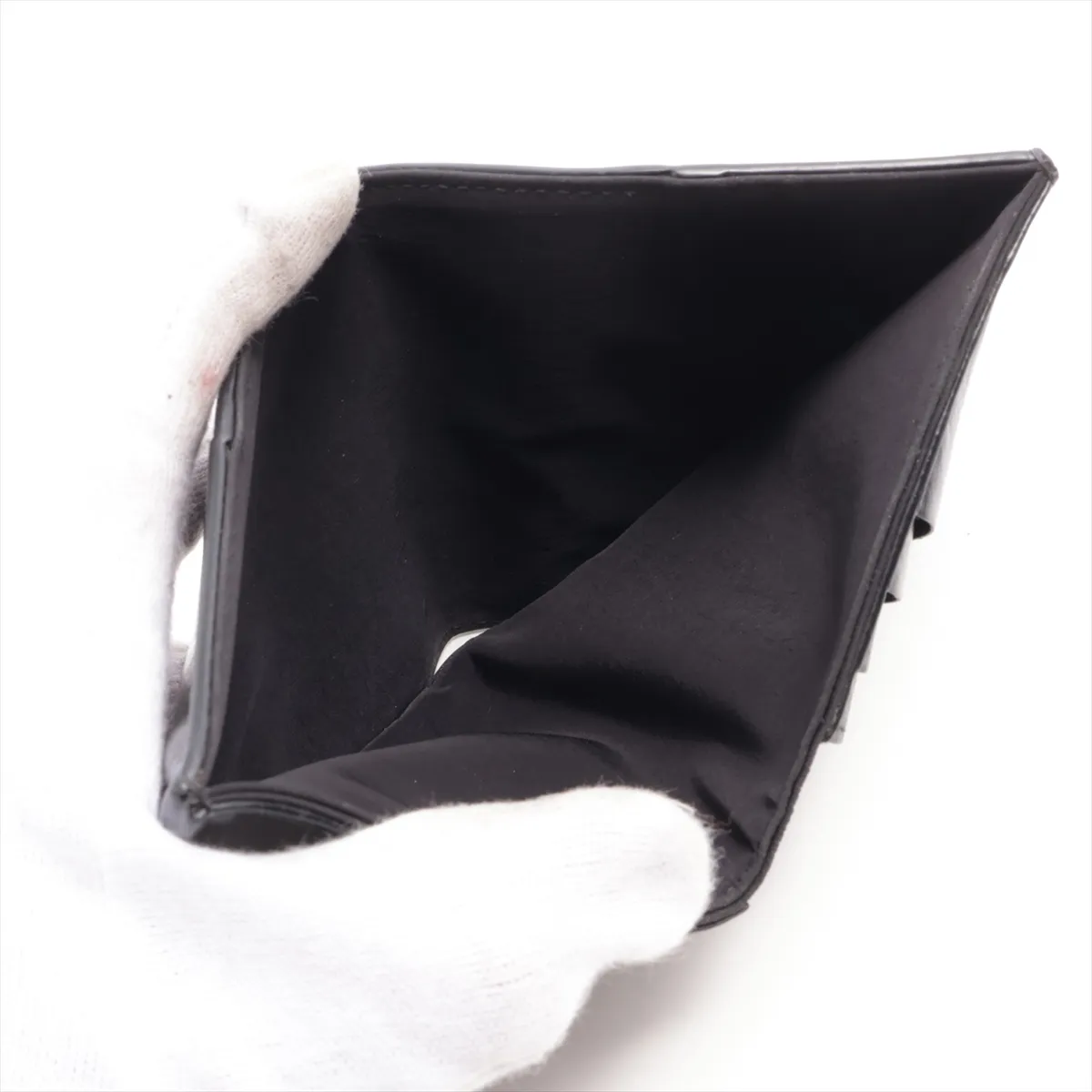 Cassette Leather Compact Wallet, Black — view 4