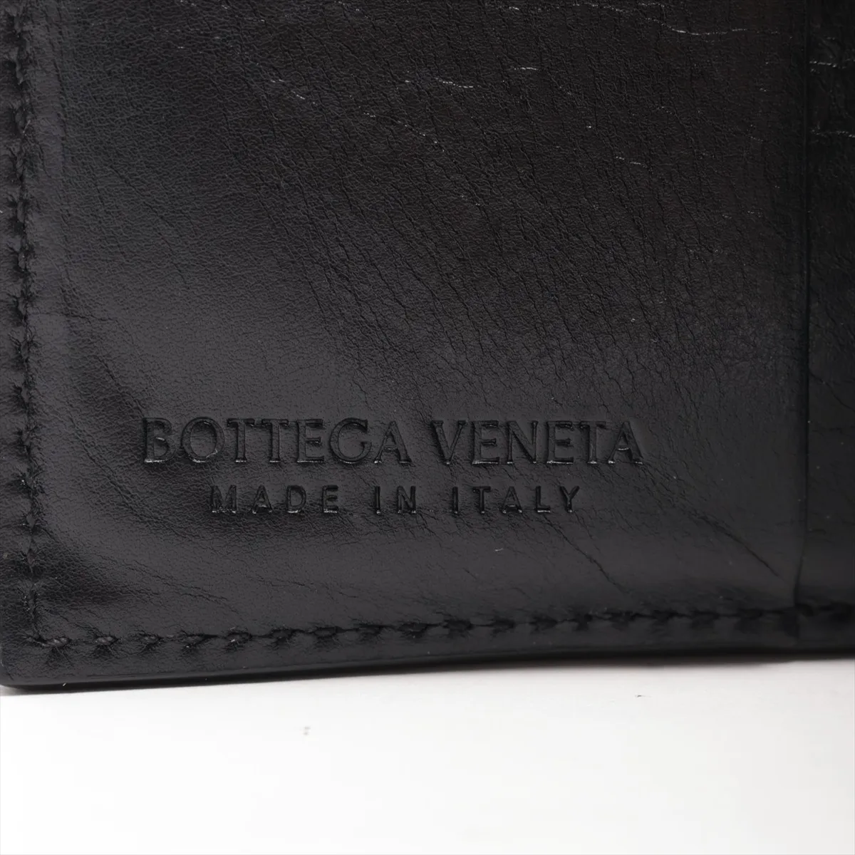 Cassette Leather Compact Wallet, Black — view 5