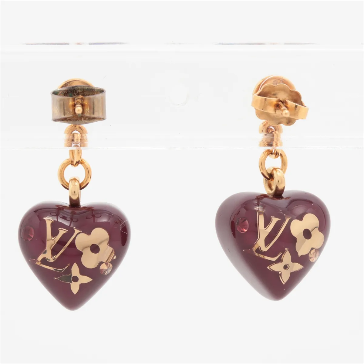 M66210 Boucle d'Oreilles Coeur Inclusion GA0190 Earrings (Pair) GP x Resin Gold x Red — view 2
