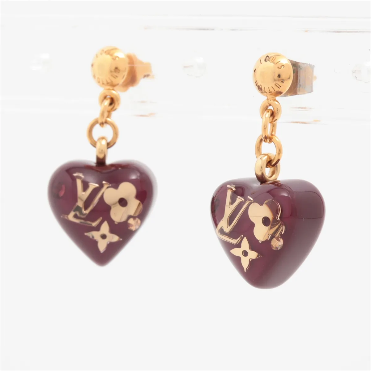 M66210 Boucle d'Oreilles Coeur Inclusion GA0190 Earrings (Pair) GP x Resin Gold x Red — view 3
