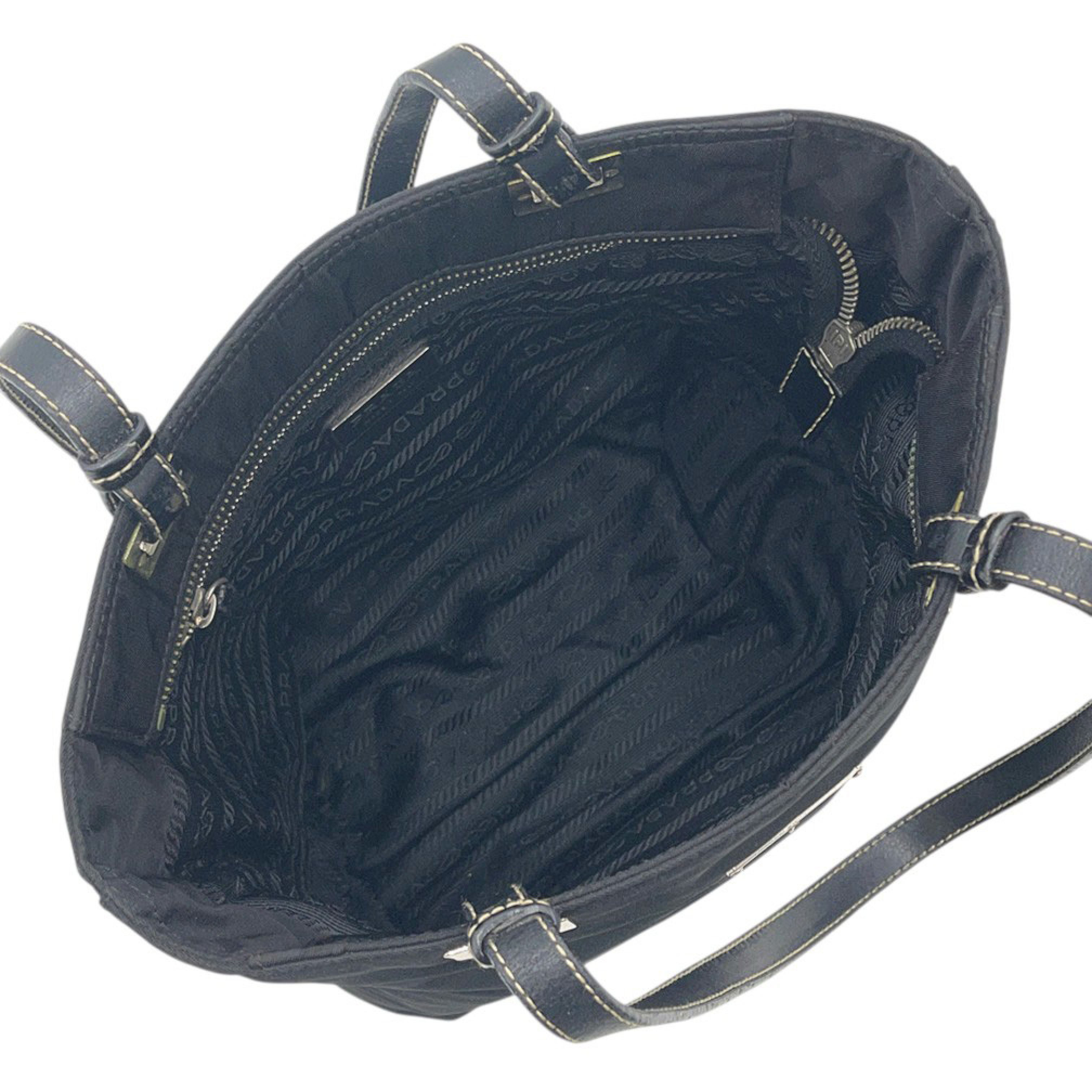 Tote Bag for Women, Zippered Shoulder Bag, Nylon, BR1166, Black Shoulder Bag — view 12