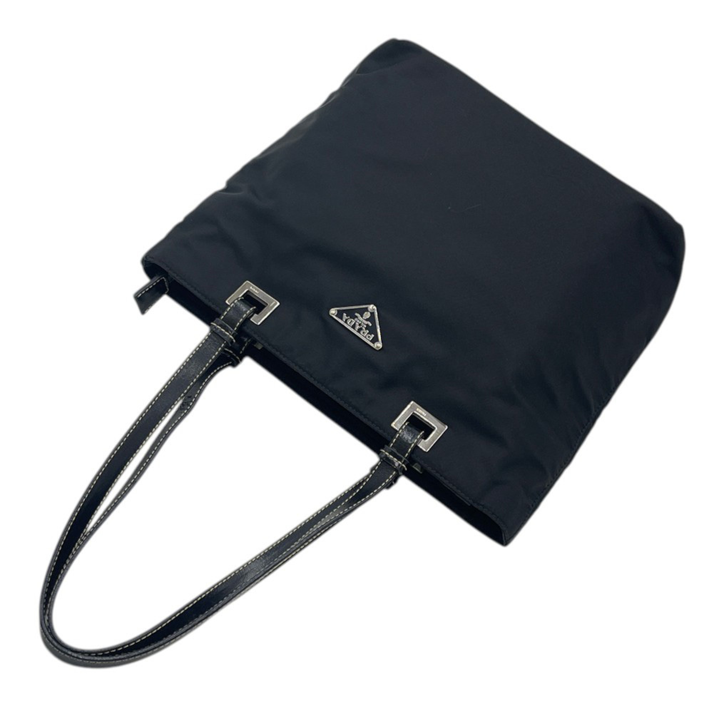 Tote Bag for Women, Zippered Shoulder Bag, Nylon, BR1166, Black Shoulder Bag — view 3