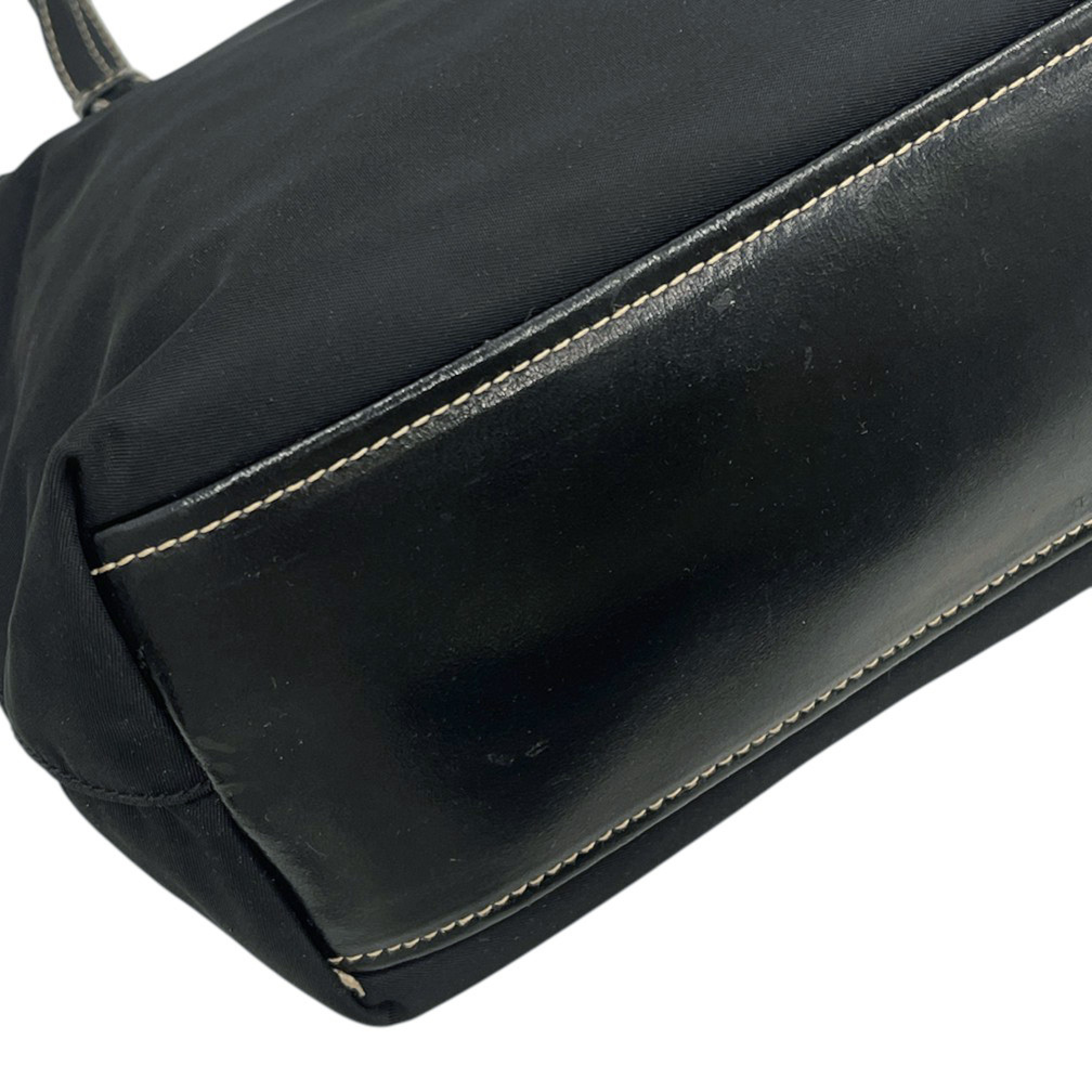 Tote Bag for Women, Zippered Shoulder Bag, Nylon, BR1166, Black Shoulder Bag — view 5