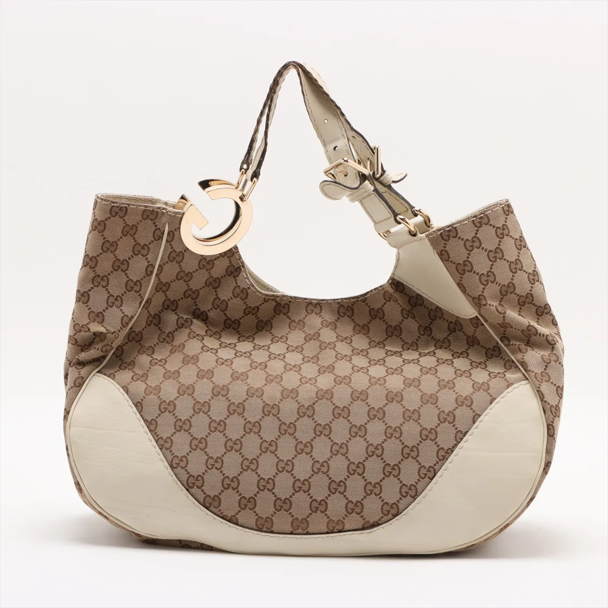 GG Canvas x Leather Handbag Beige 203504 — view 2