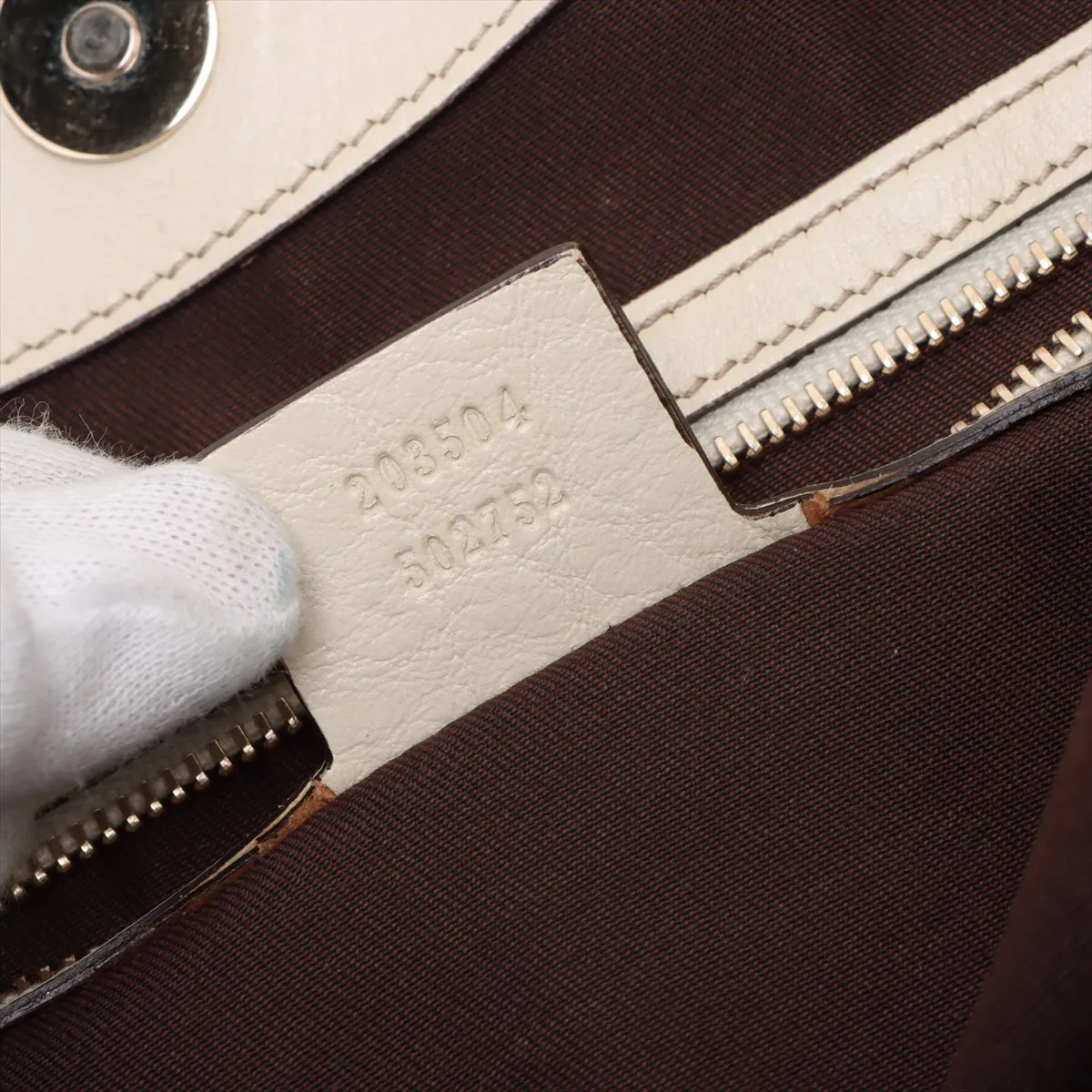 GG Canvas x Leather Handbag Beige 203504 — view 11