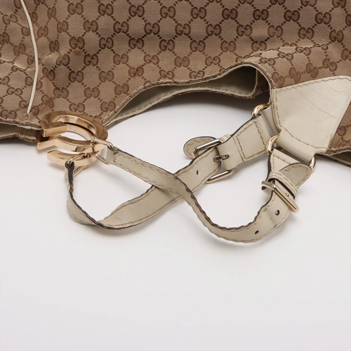 GG Canvas x Leather Handbag Beige 203504 — view 5