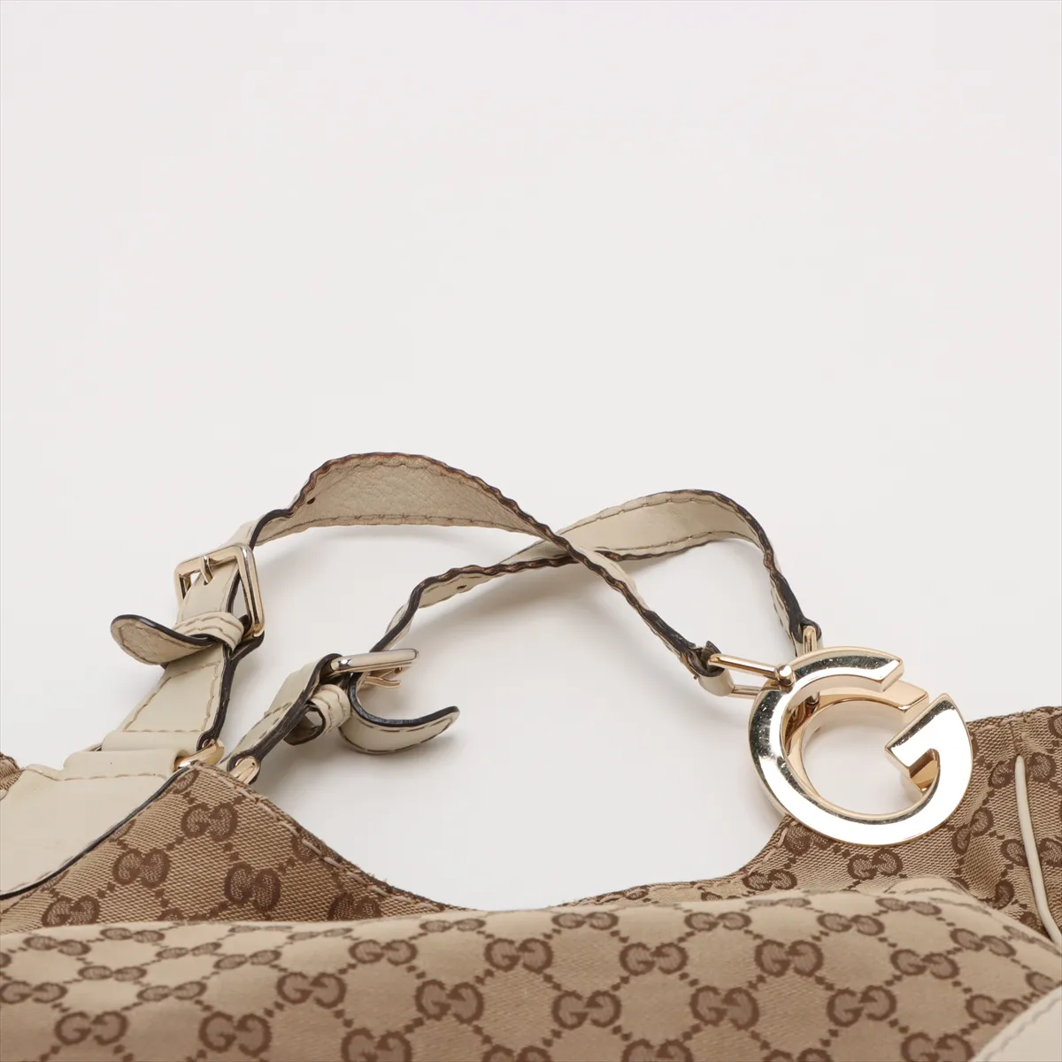 GG Canvas x Leather Handbag Beige 203504 — view 6
