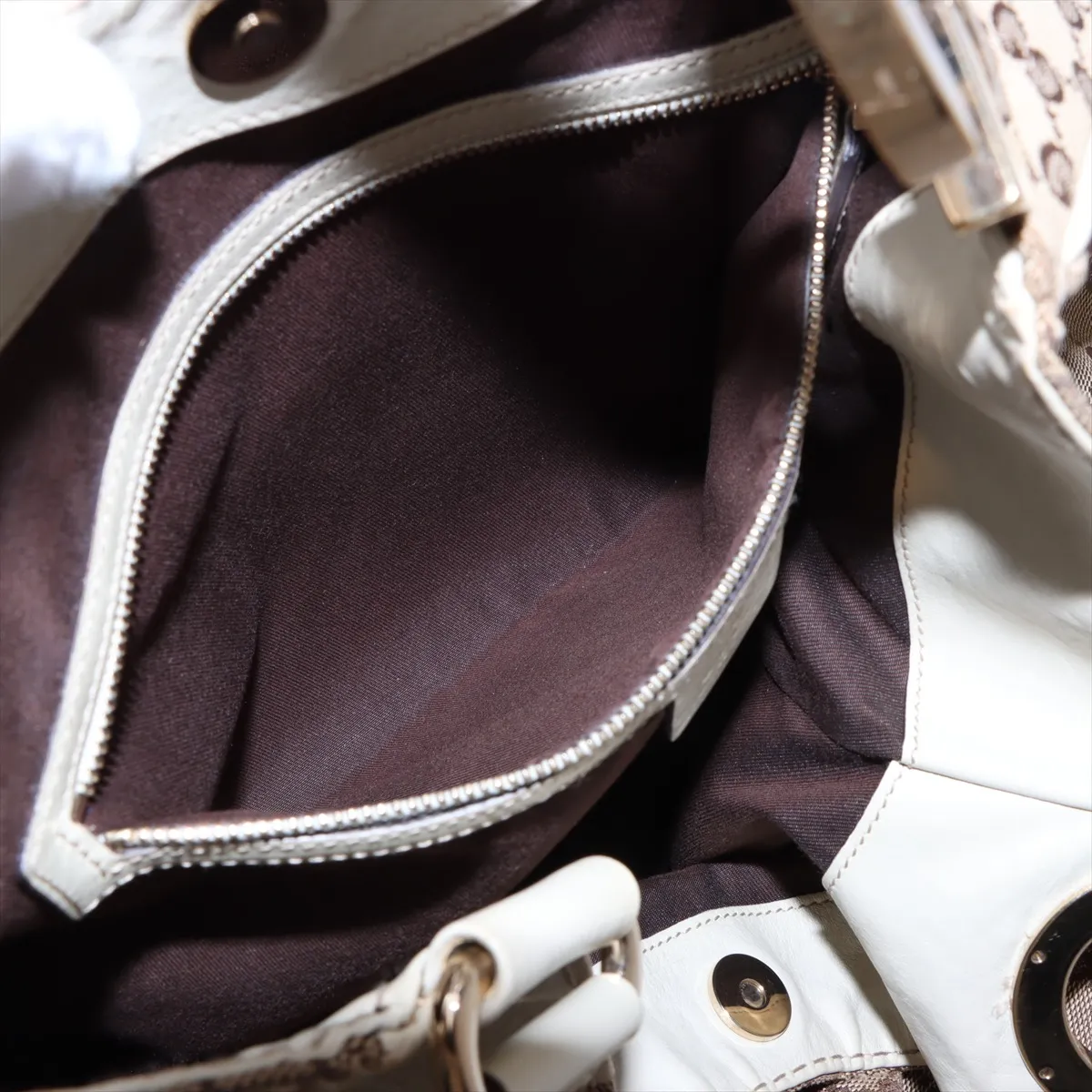 GG Canvas x Leather Handbag Beige 203504 — view 8
