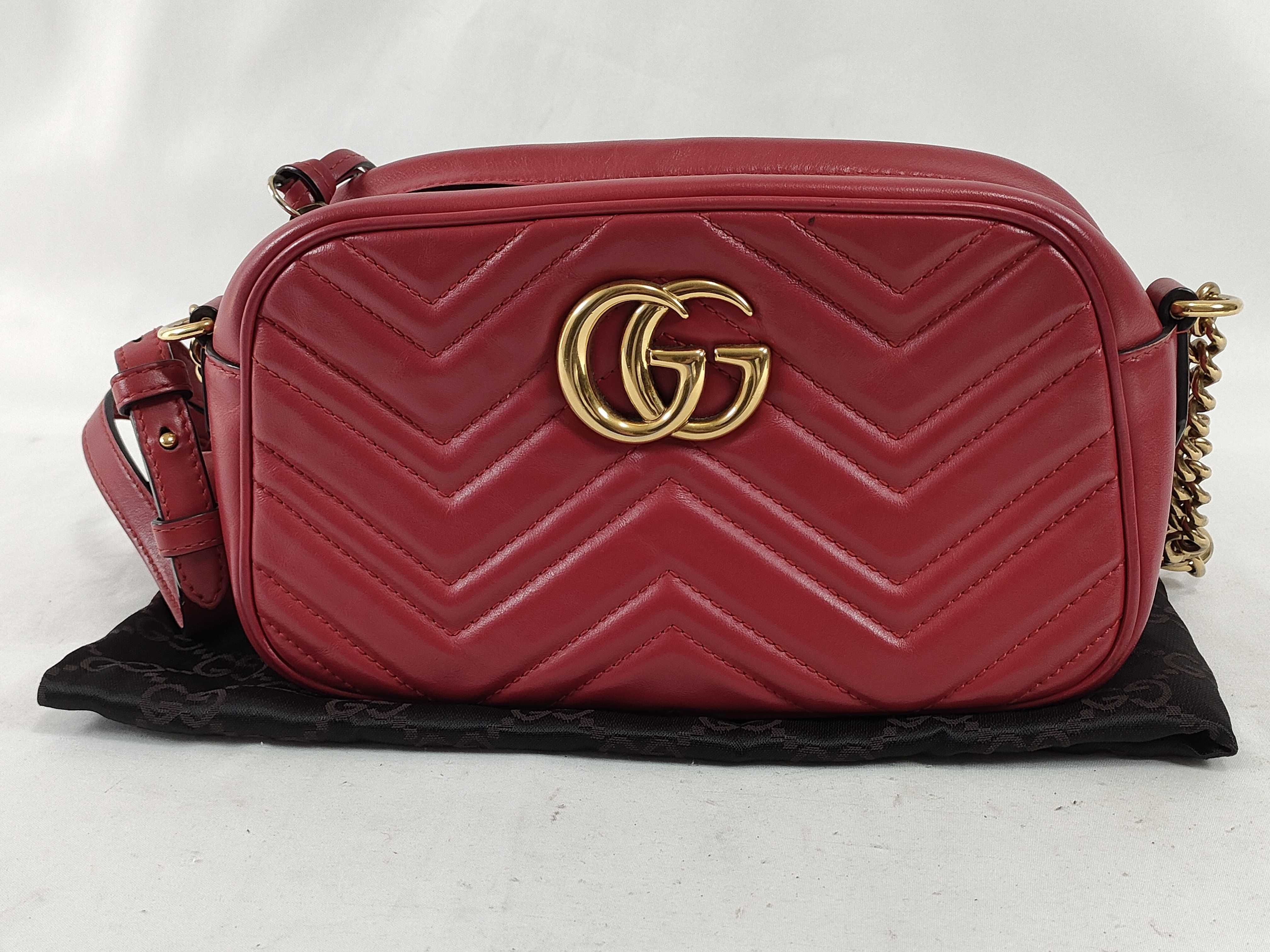 GG Marmont Leather Red Shoulder Bag 447632