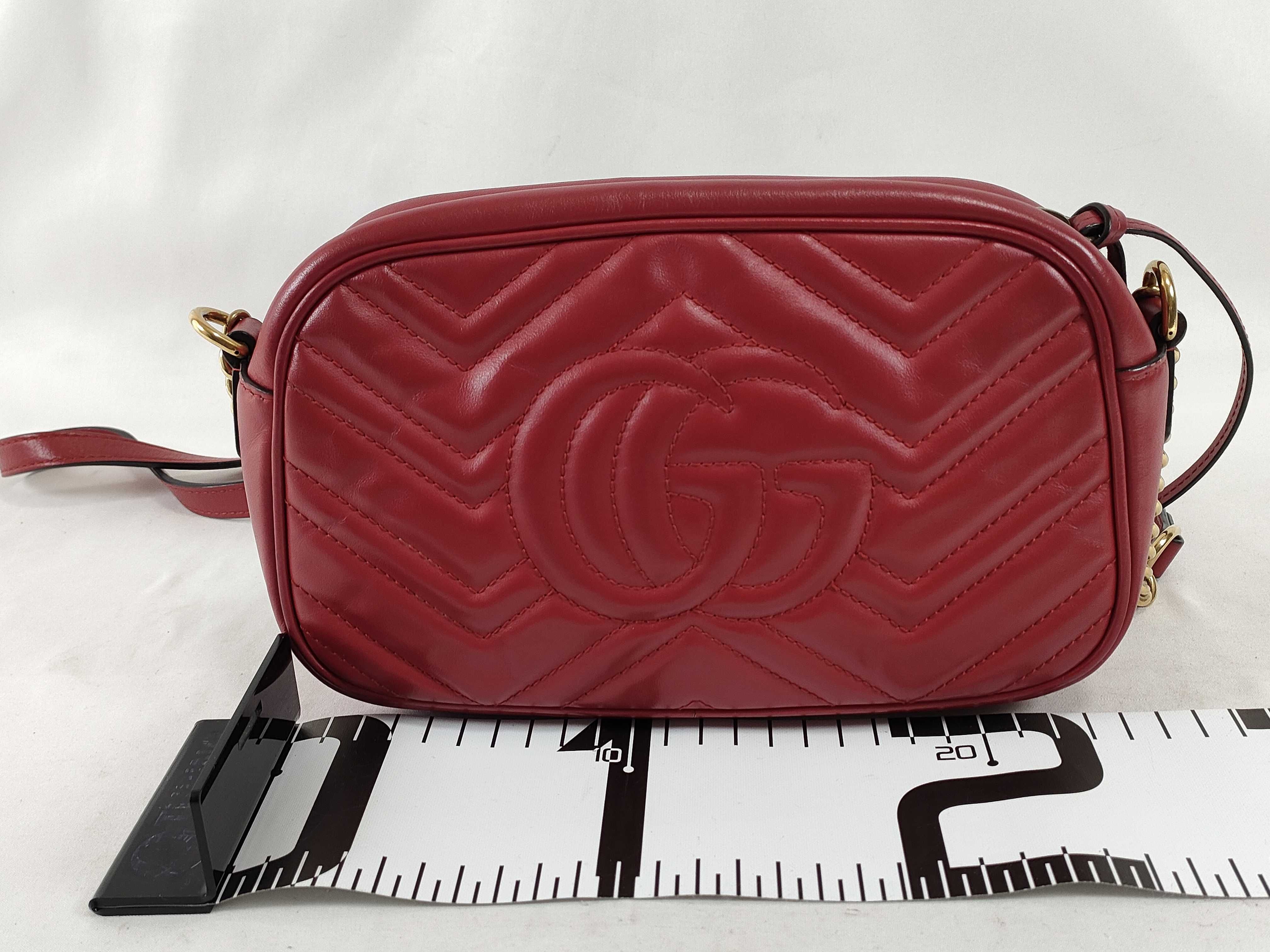 GG Marmont Leather Red Shoulder Bag 447632 — view 2