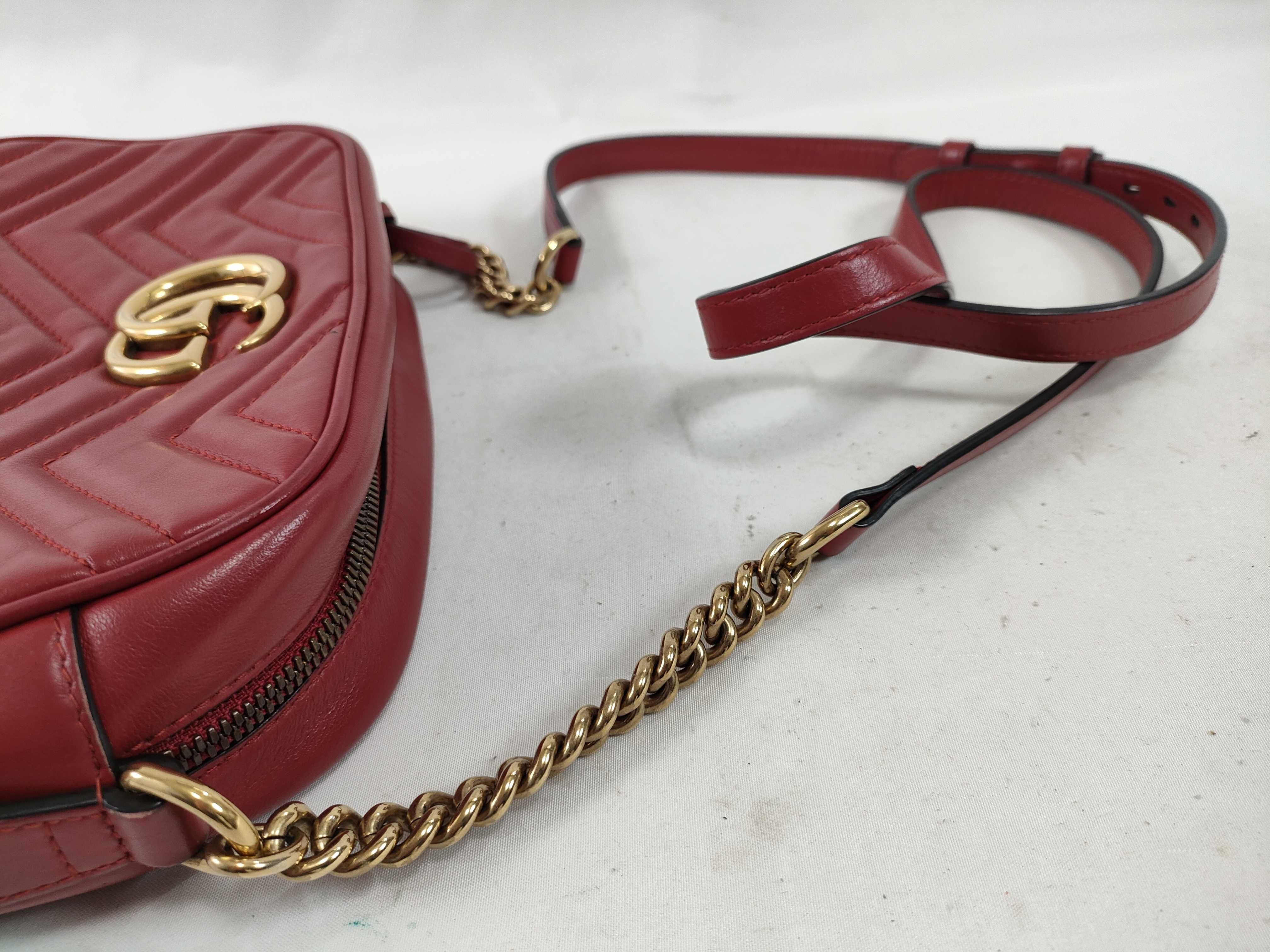 GG Marmont Leather Red Shoulder Bag 447632 — view 3