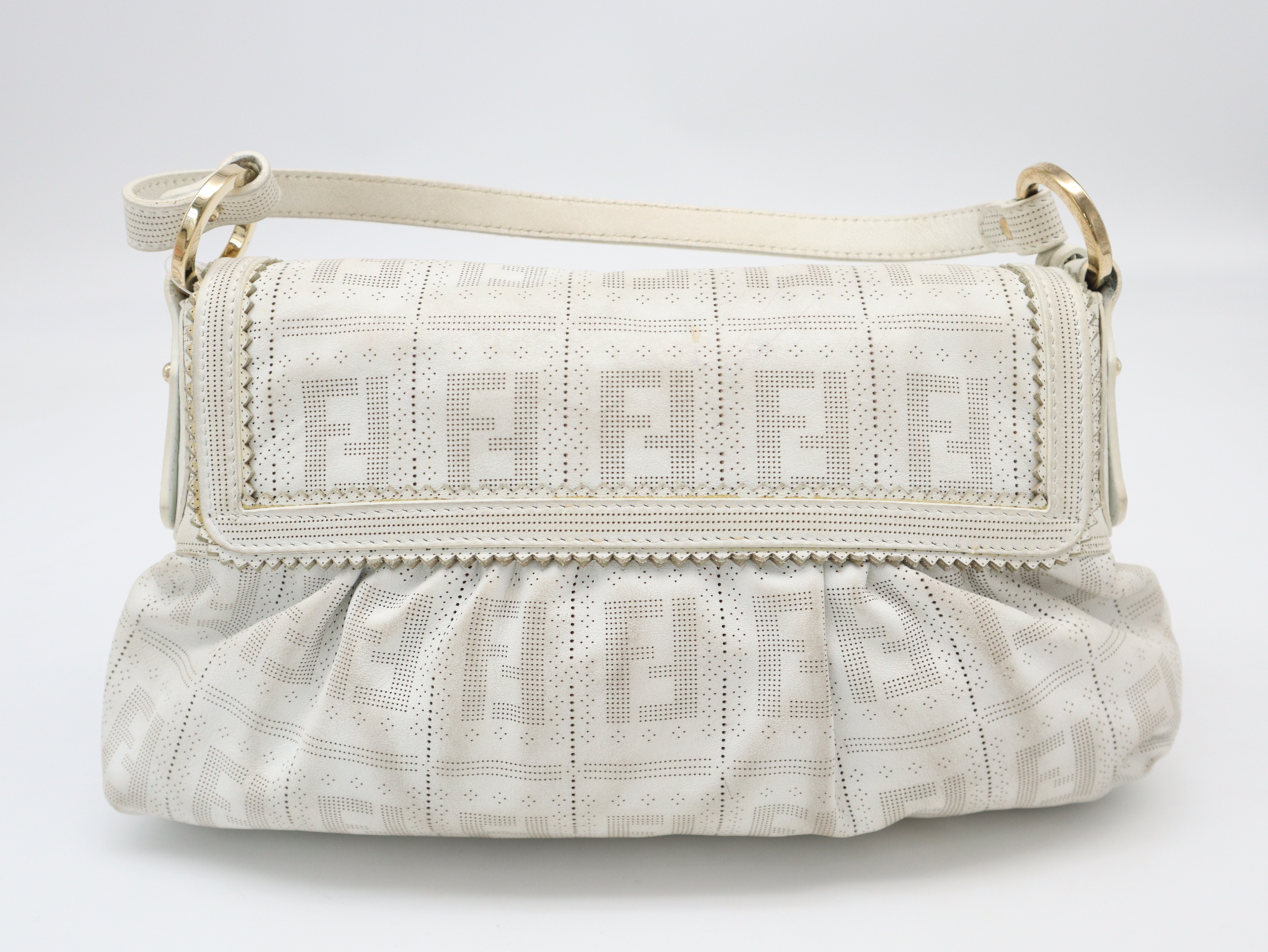 8BR445 Leather Zucca Pattern Shoulder Bag White Shoulder Bag — view 2