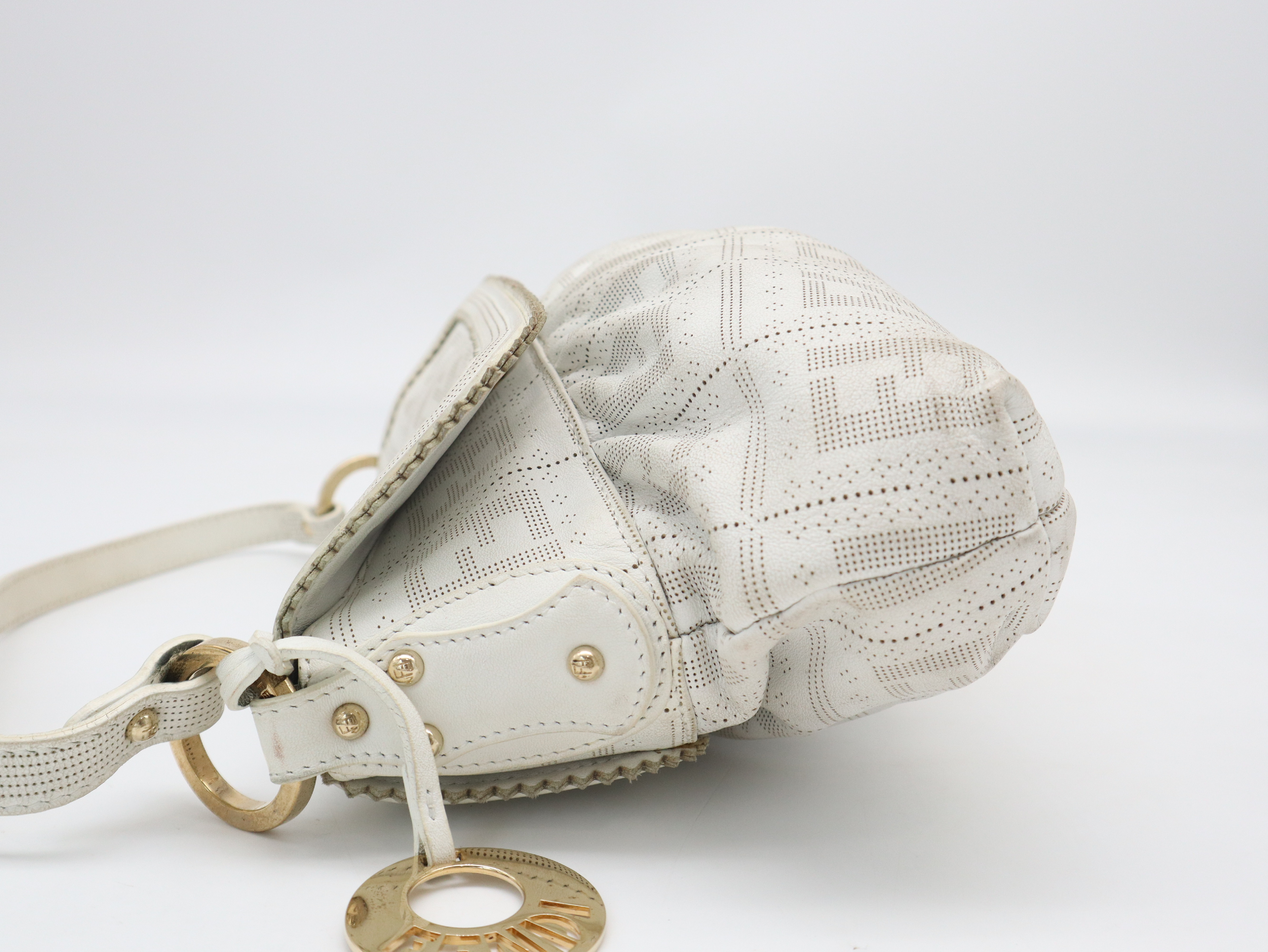 8BR445 Leather Zucca Pattern Shoulder Bag White Shoulder Bag — view 3