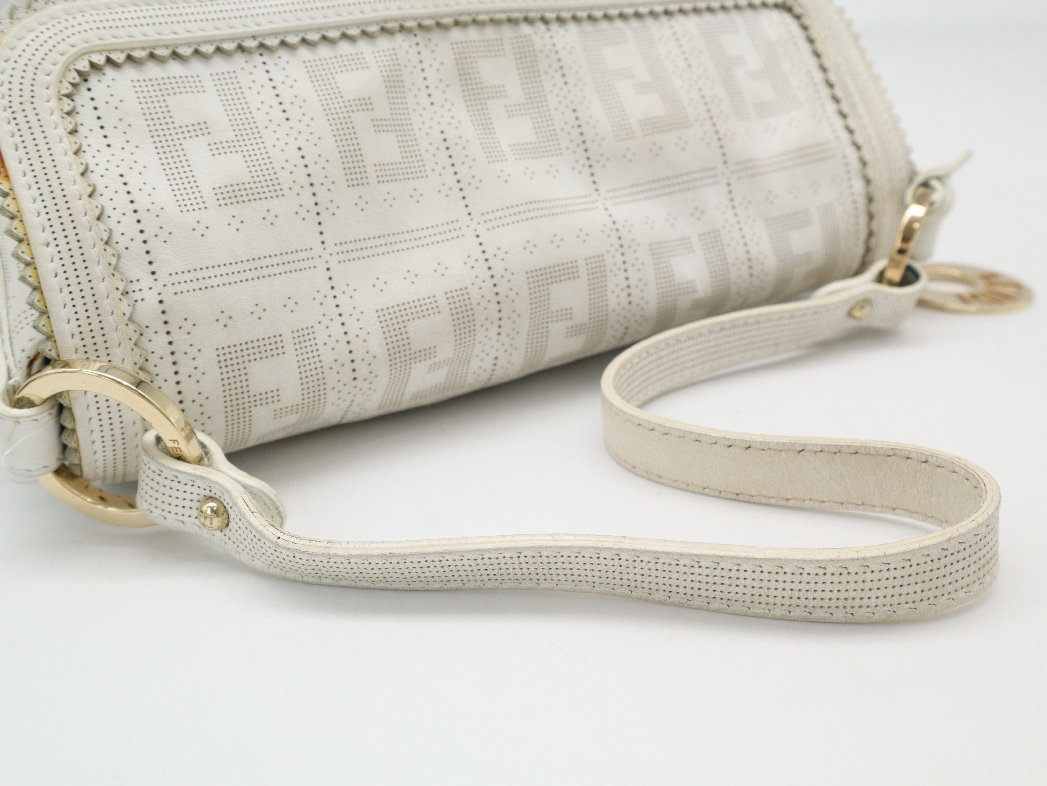 8BR445 Leather Zucca Pattern Shoulder Bag White Shoulder Bag — view 6