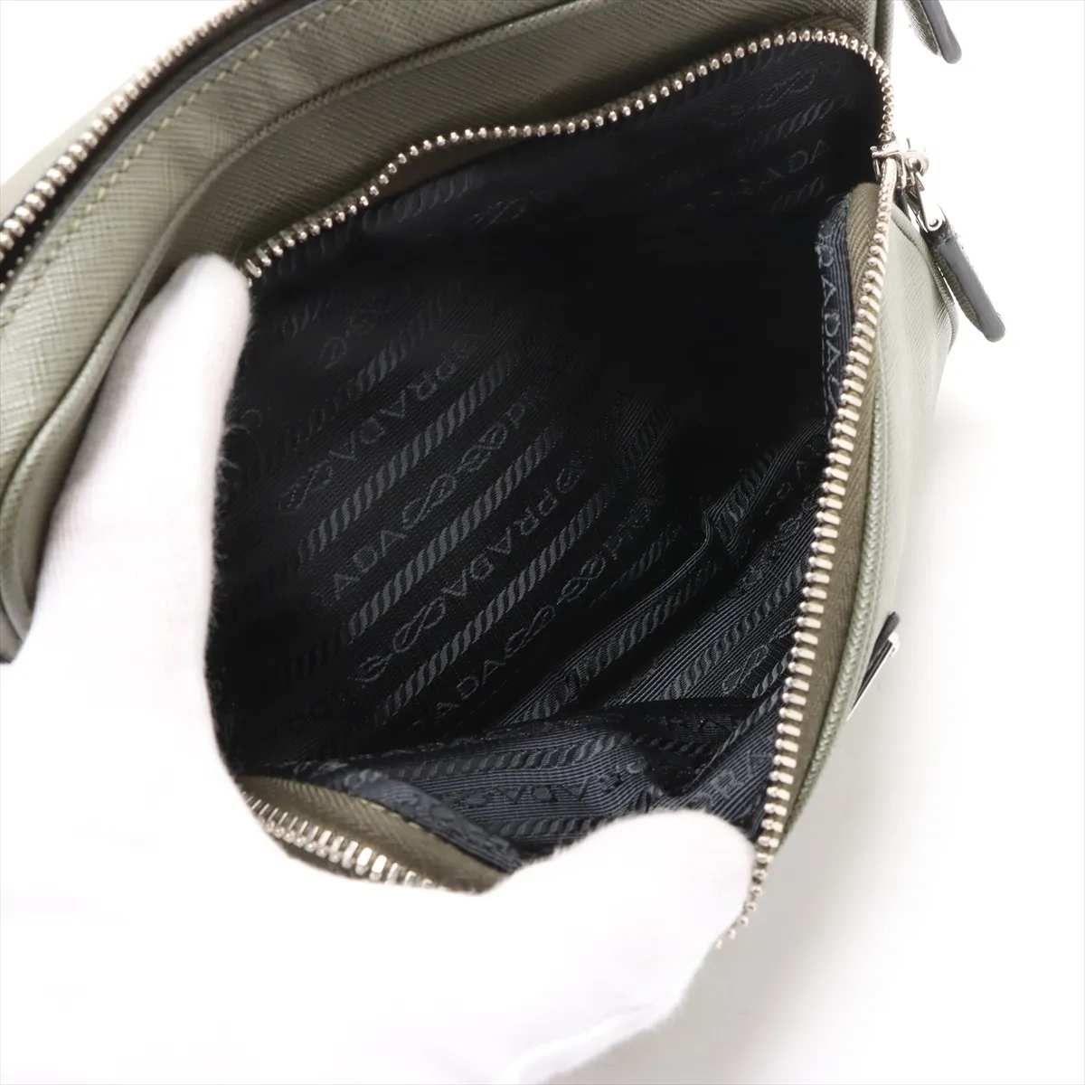 saffiano leather shoulder bag khaki — view 6