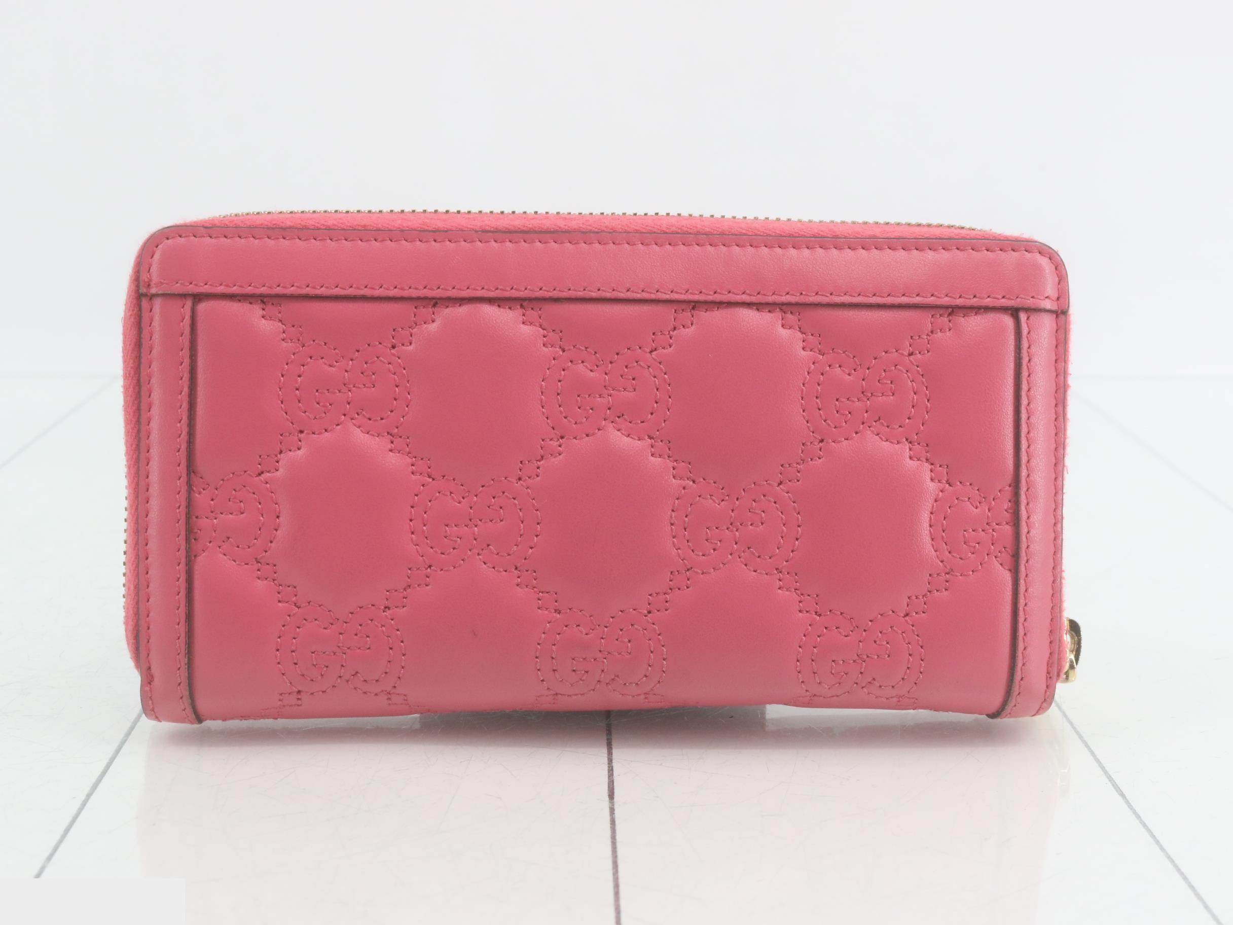 GG Matelassé Round Zipper Long Wallet, Pink, Marmont — view 2