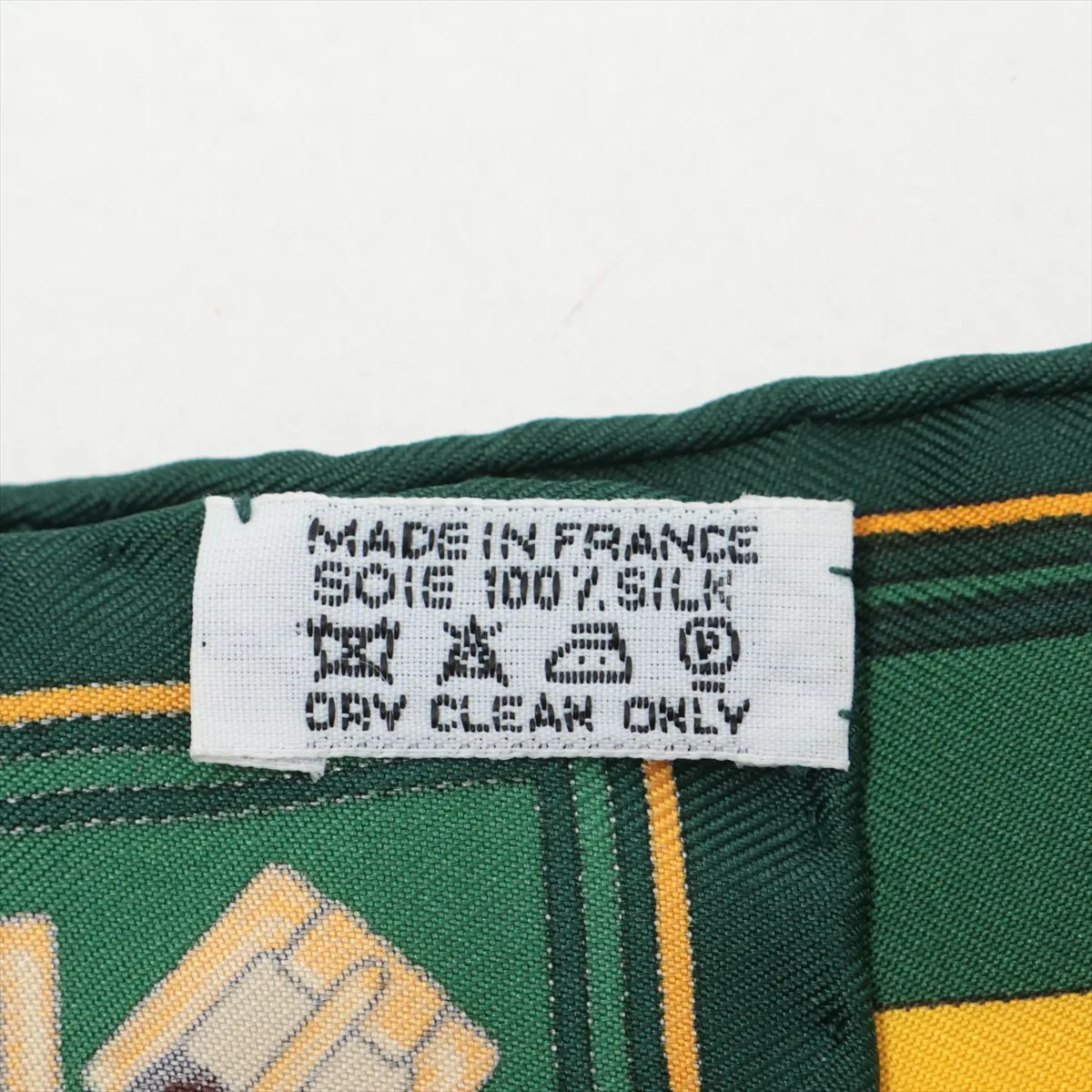 Carre 45 Les Sangles suspender belt scarf, silk, green. Shows signs of wear, — view 7