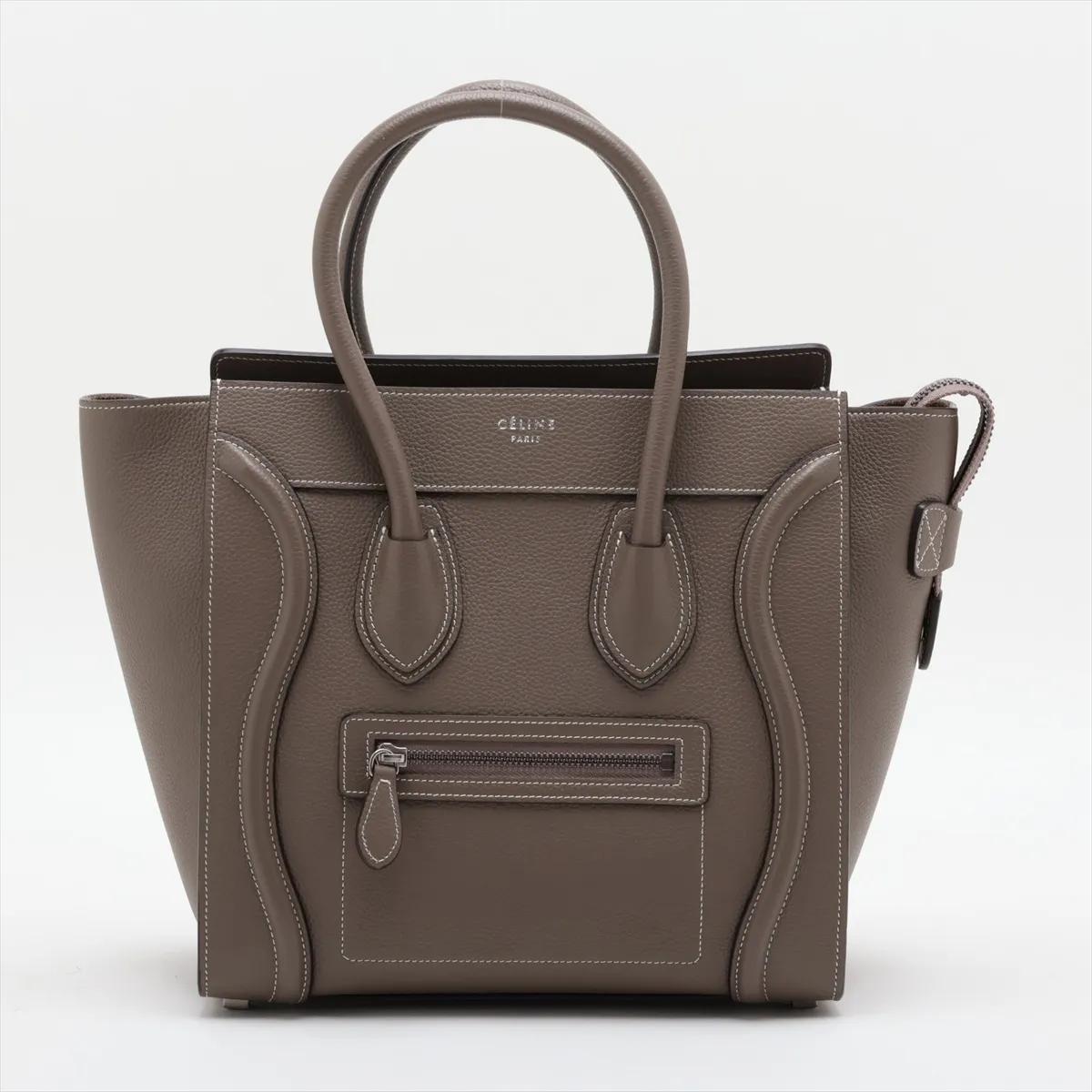 Luggage Micro Shopper Leather Handbag, Greige