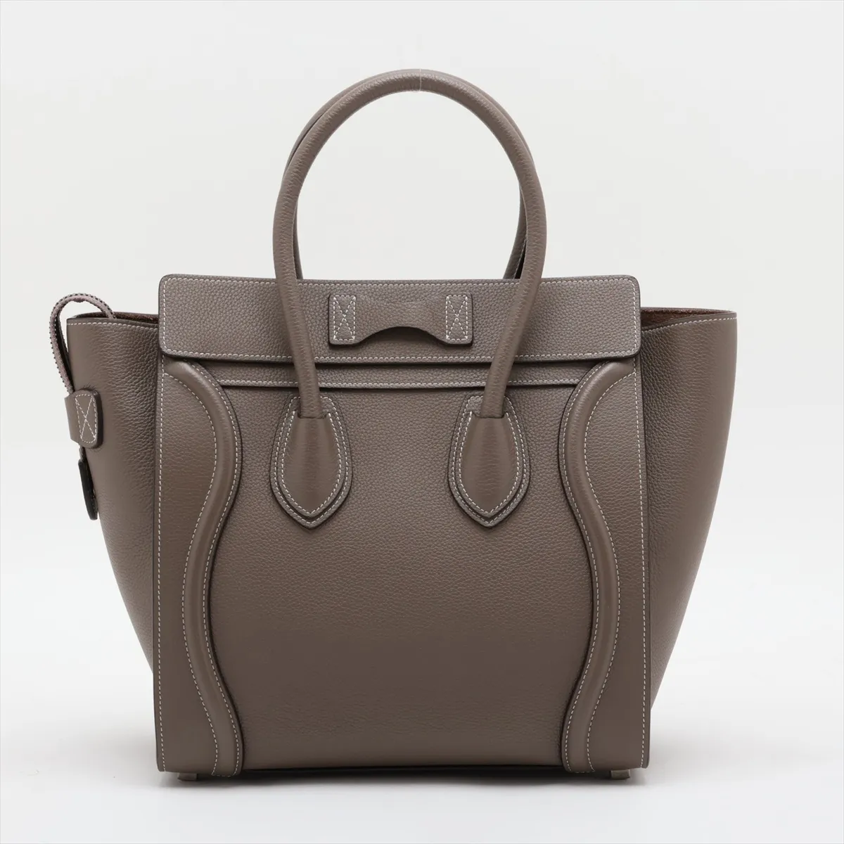 Luggage Micro Shopper Leather Handbag, Greige — view 2