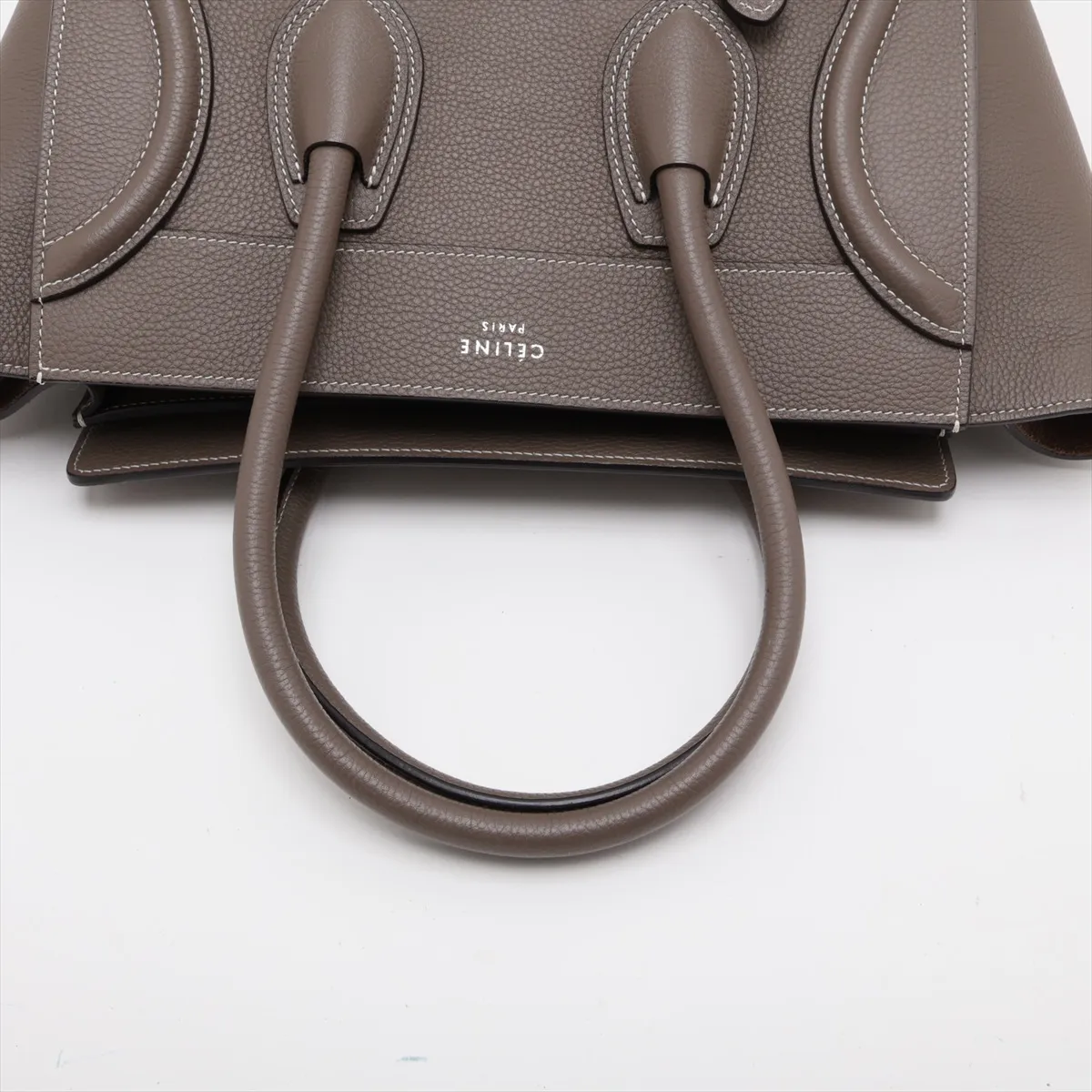 Luggage Micro Shopper Leather Handbag, Greige — view 5